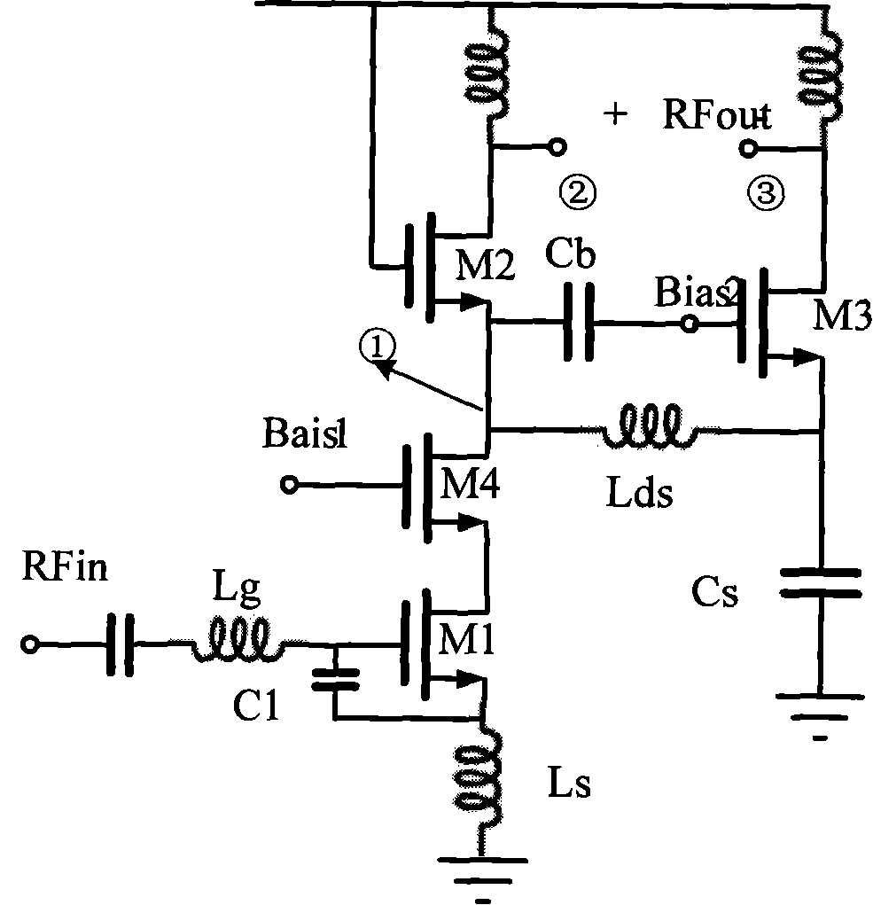 Low-power consumption single-ended input difference output low-noise amplifier