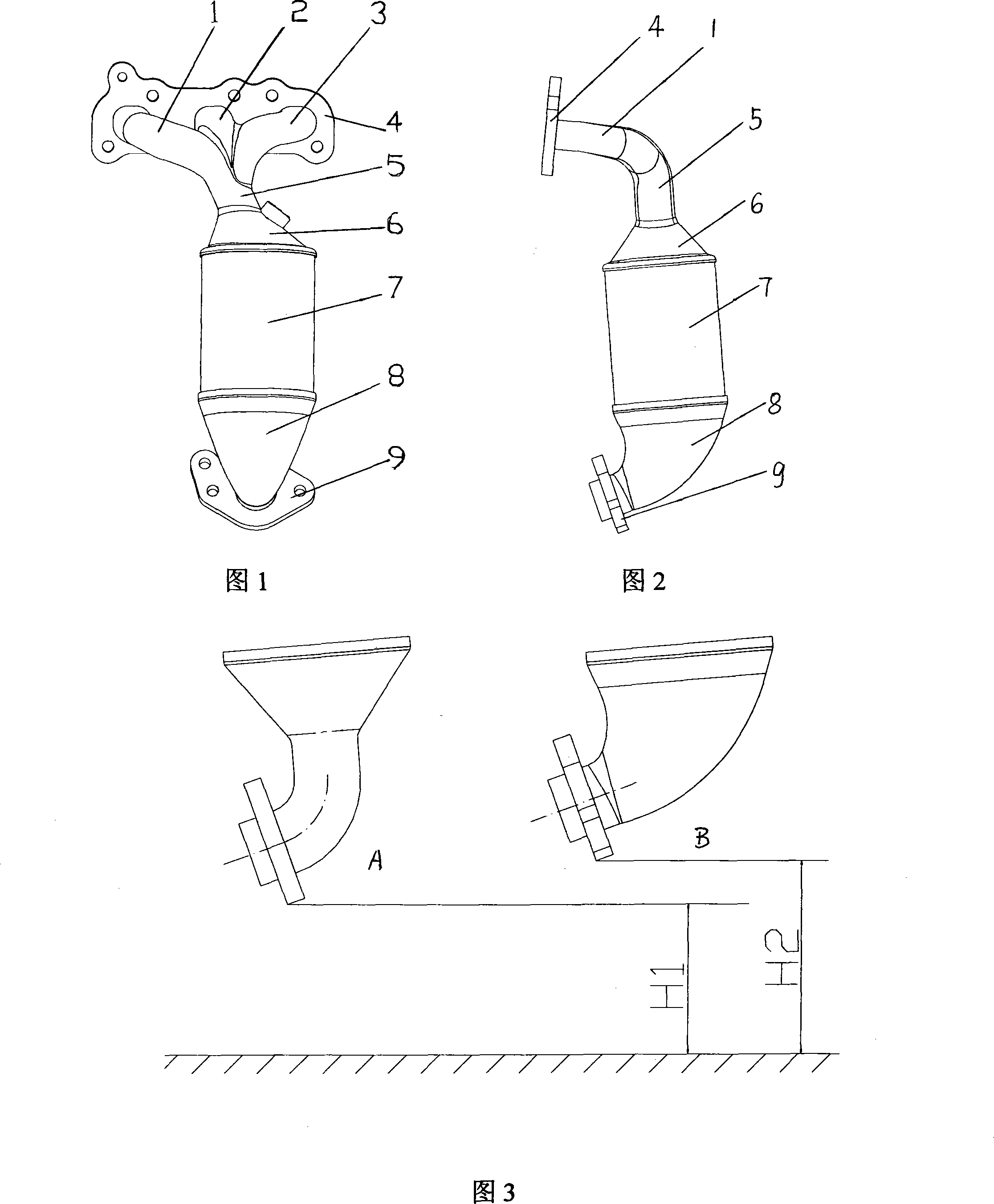 Small displacement engine exhaust manifold assembly structure