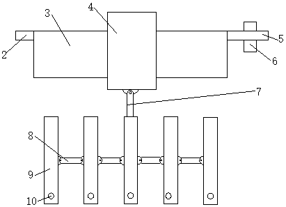 An automobile air outlet blade transmission mechanism