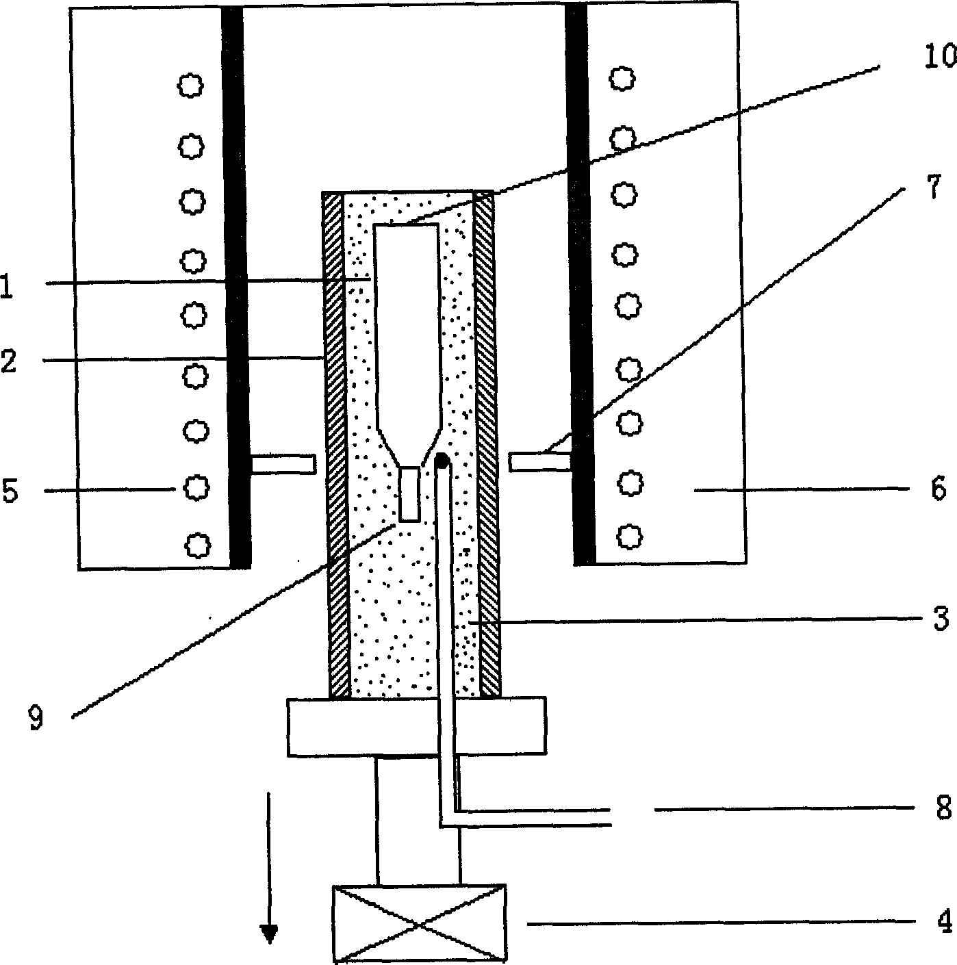 Method of growing near chemical gauge ratio lithium niobate monocrystal using crucible lowering method