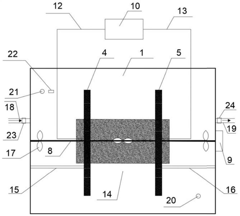 Sequencing batch leachate integrated carbon and nitrogen removal device and method based on electrochemistry