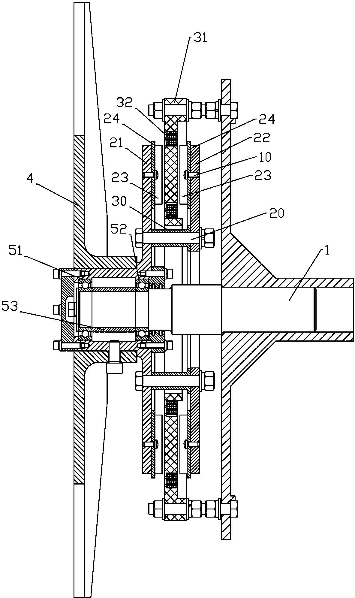 Magnetic steel panel structure used for wind power generation system under extreme condition