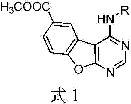 4-substituted amino-6-methoxycarbonyl benzofuran[2,3-d] pyrimidine compound, and preparation method and application thereof