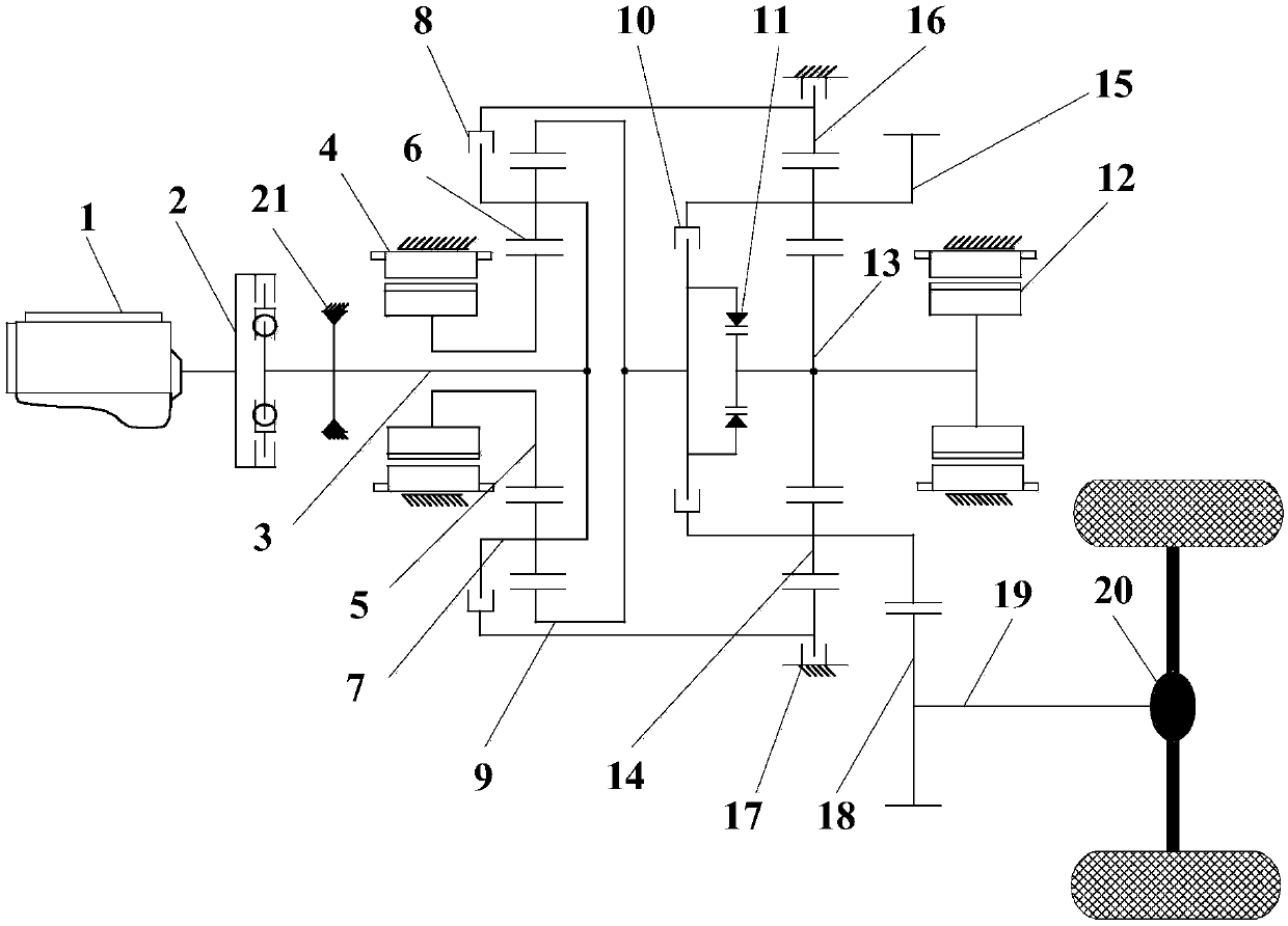 A planetary hybrid dual-mode hybrid vehicle drive system