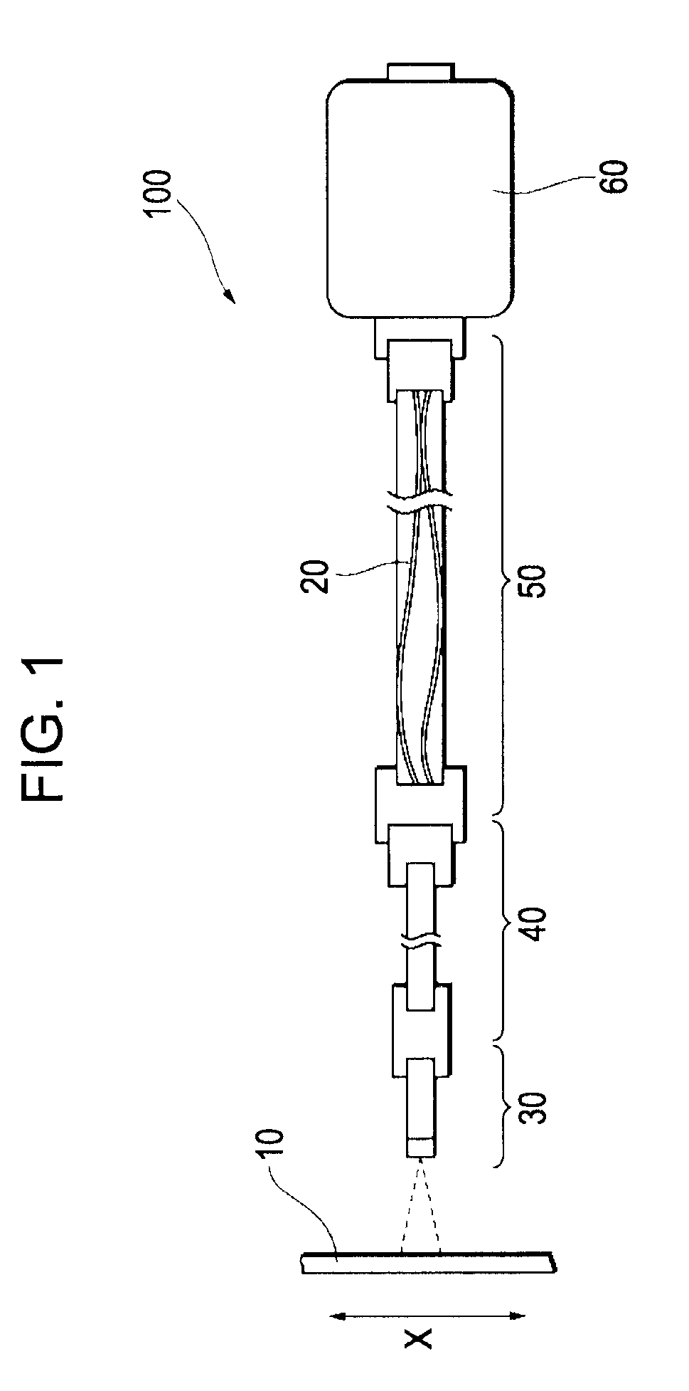 Photoelectric encoder including detection head and a plurality of fibers within a first and second cable