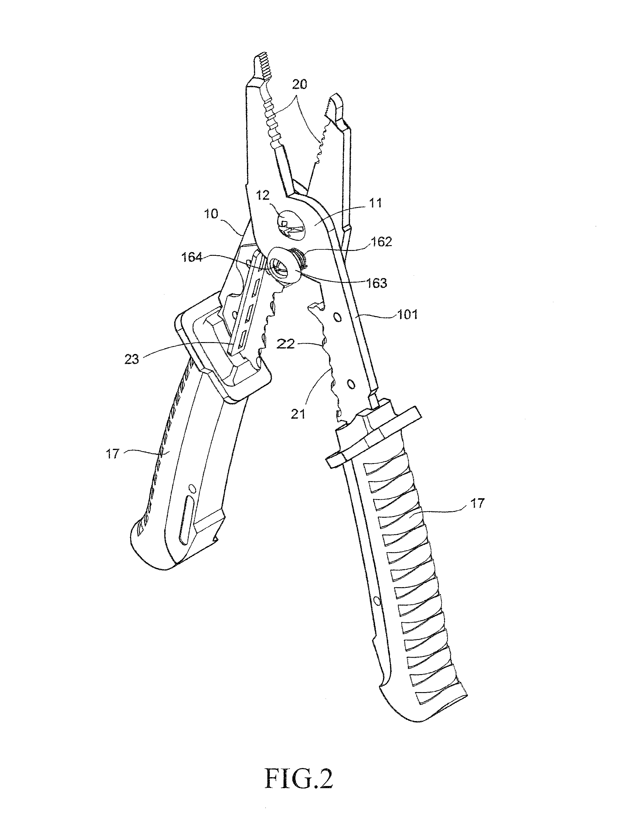 Locking structure of multifunctional stripping/cutting pliers