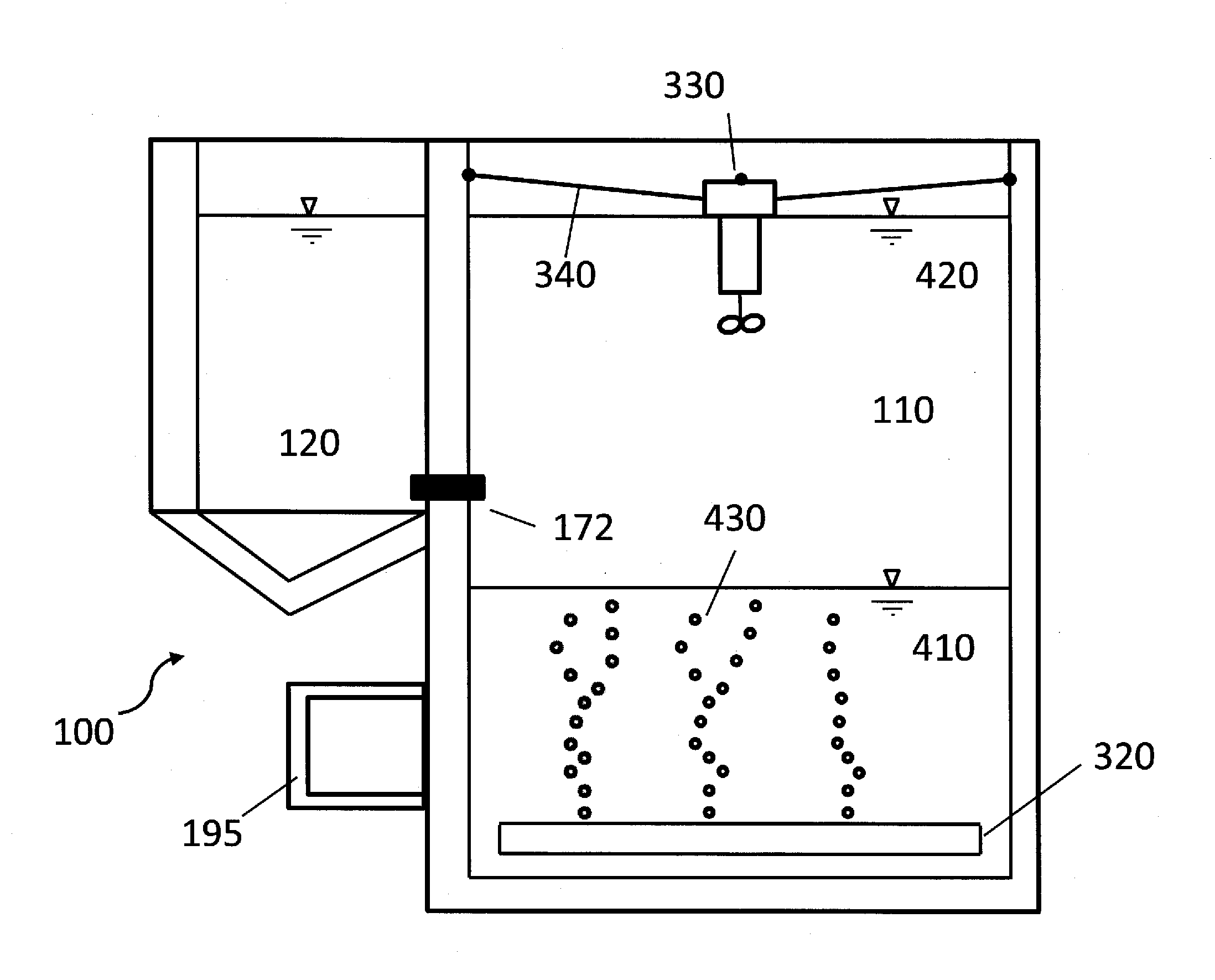 Dissolved air flotation and equalization reactor wastewater treatment tank