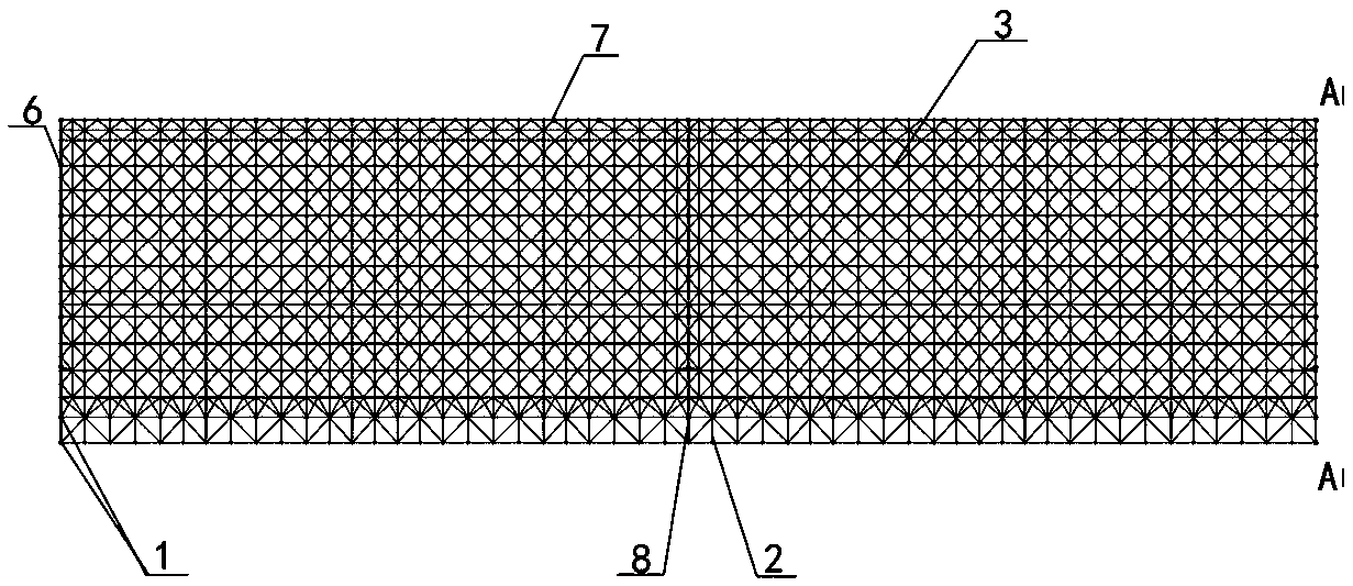A tilting truss structure system for the roof of a multi-machine maintenance hangar for large wide-body passenger aircraft