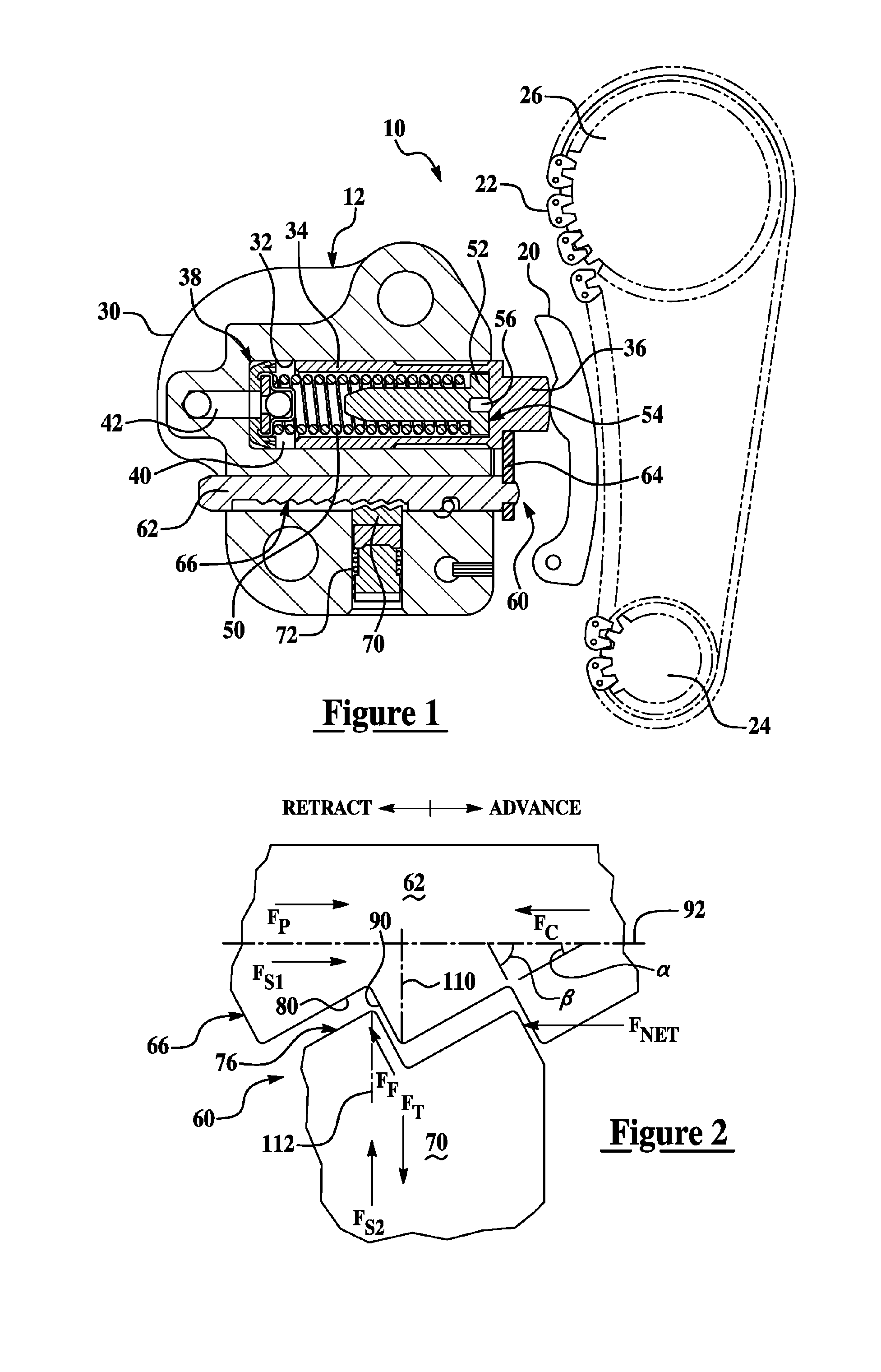 Ratcheting tensioner with override