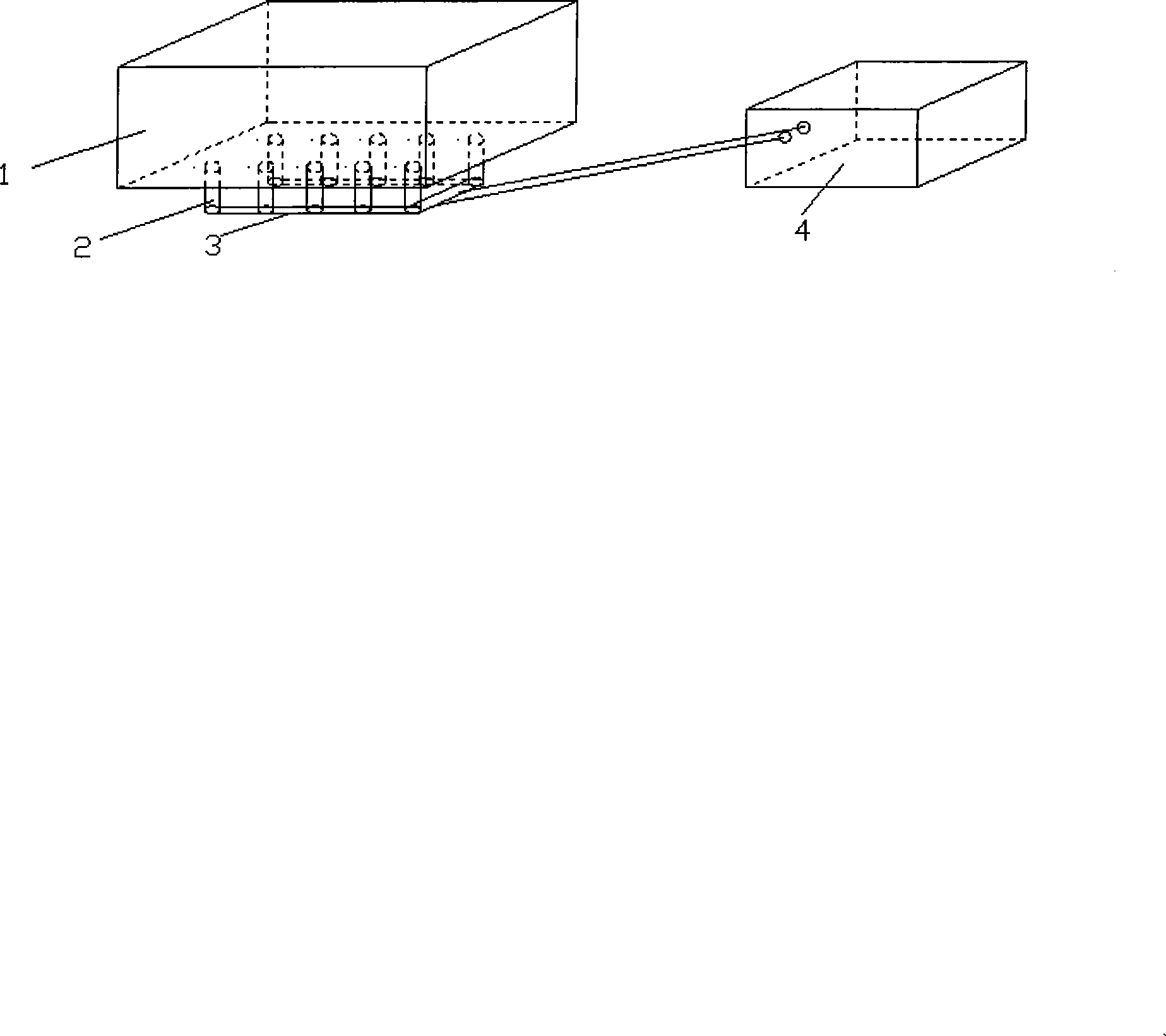 Indigotin dyeing technique for warp yarn by using nano material and ultrasonic wave and device used therefor