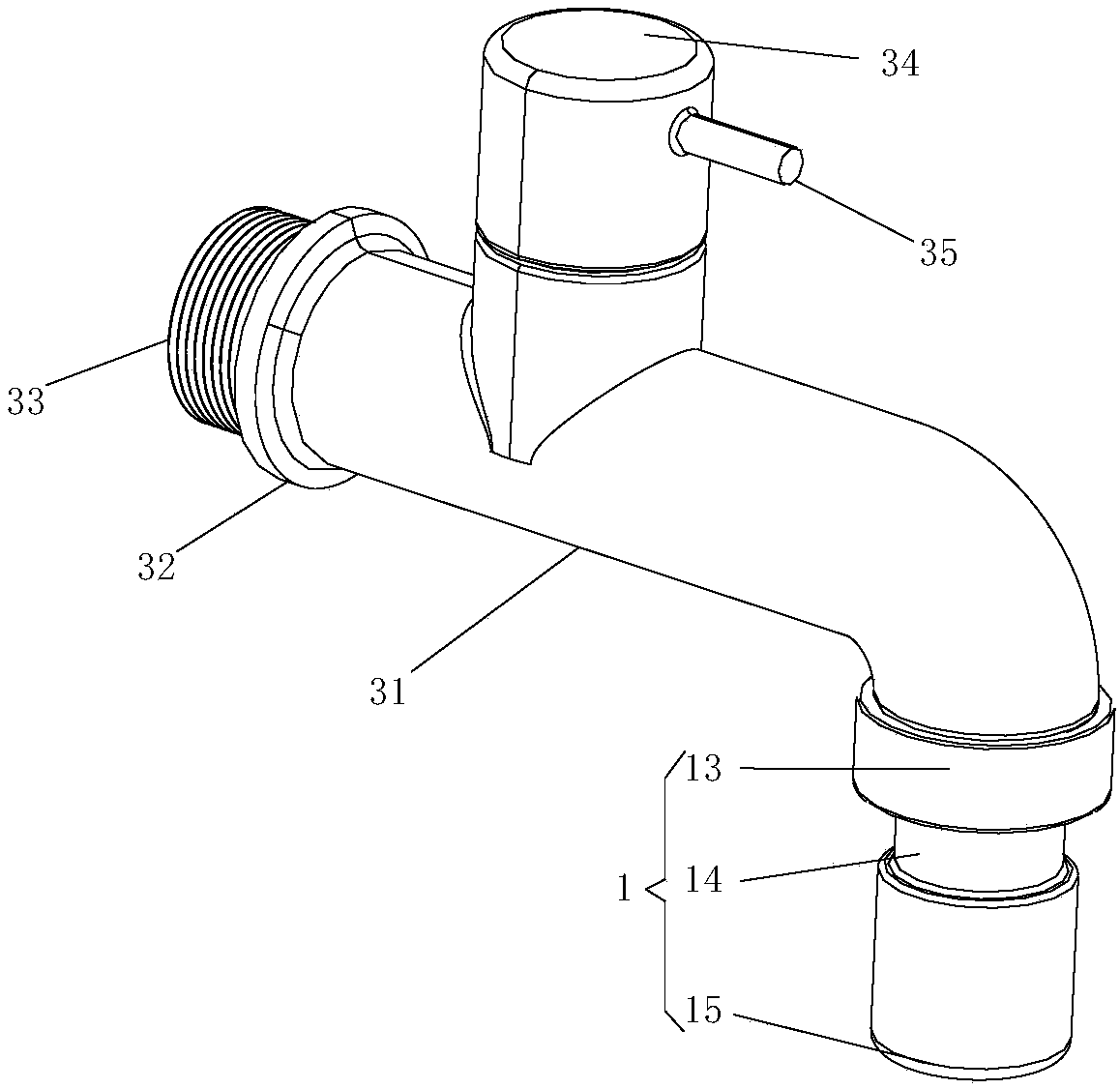 Connecting device for water inlet pipe of washing machine