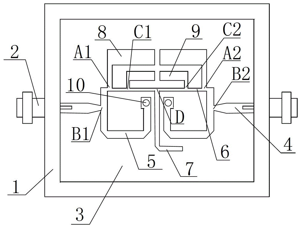 Micro wave and micro band band-pass filter for miniature large double-frequency ratio wide band