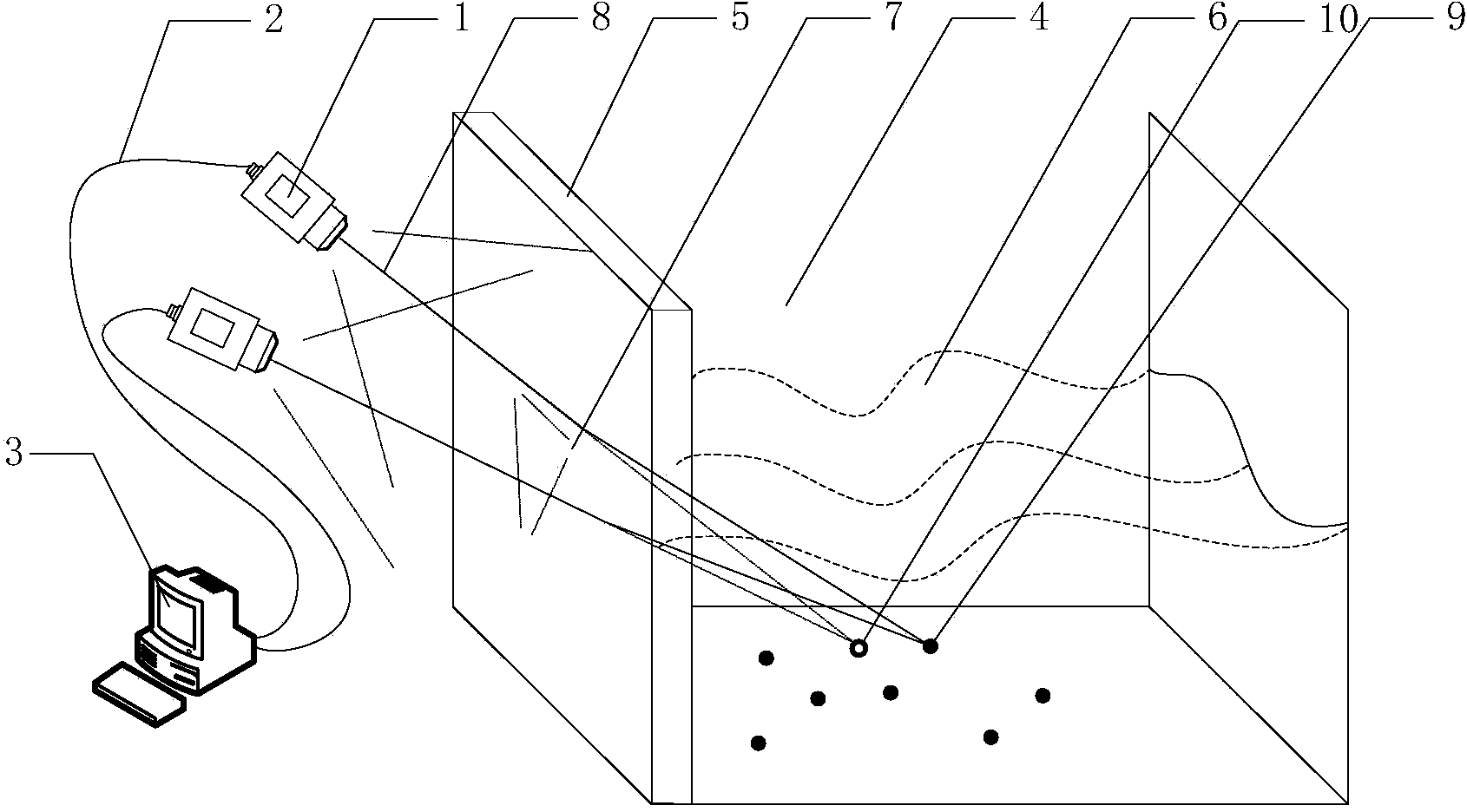 Method for achieving visual reconstruction of space coordinates of target point in water tank