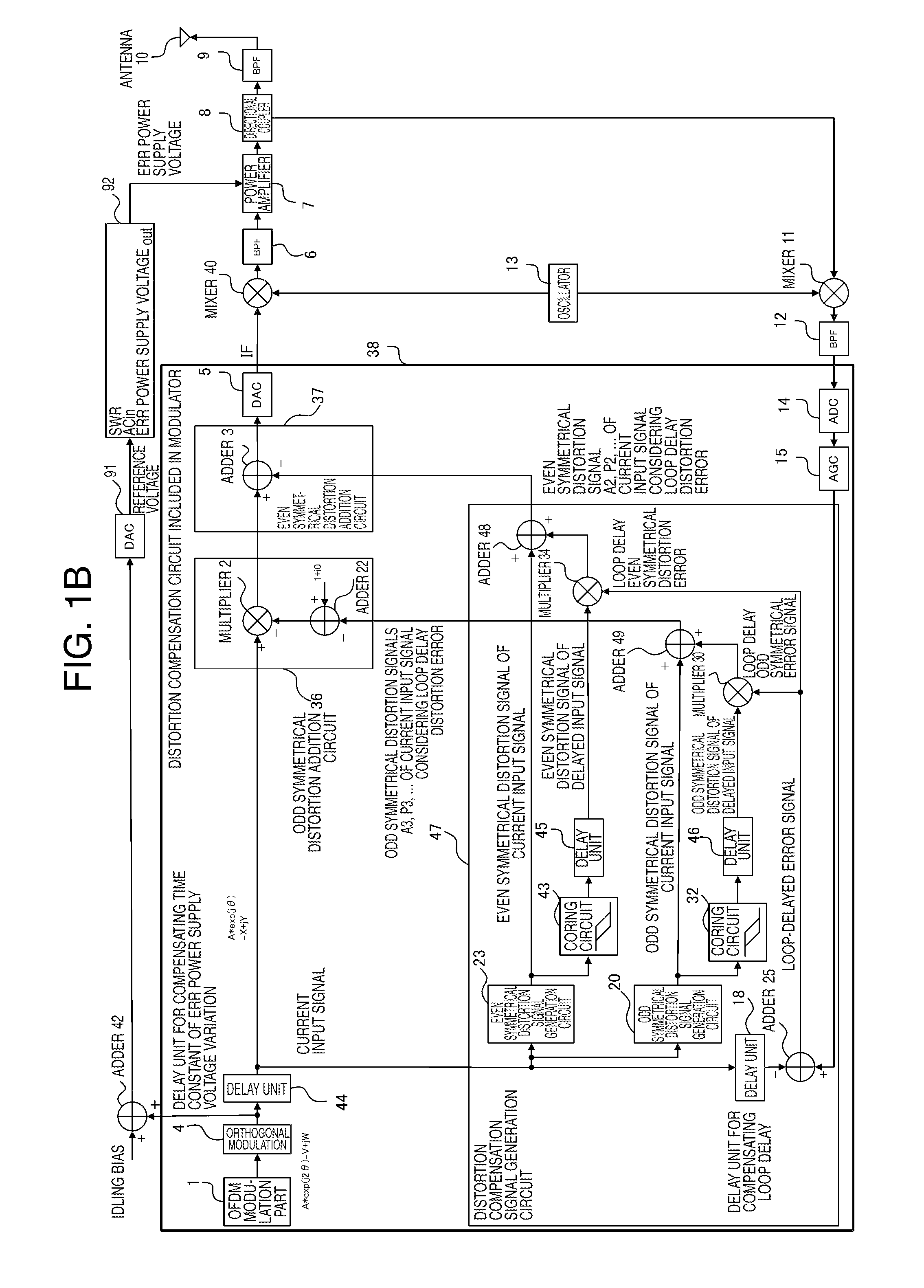 Distortion compensation circuit and transmission device using distortion compensation circuit and high-frequency power amplifier