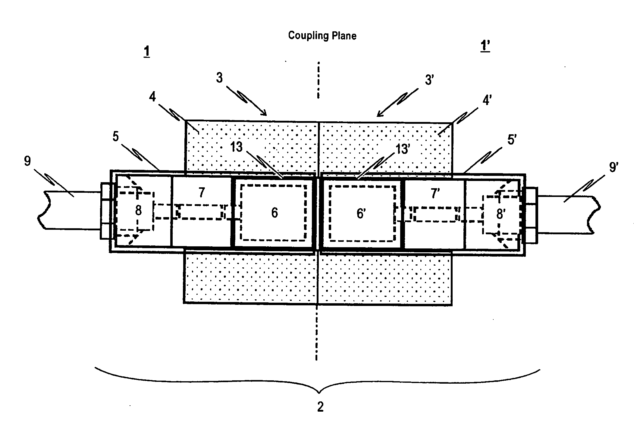 Automatic central buffer coupling with signal transmission device