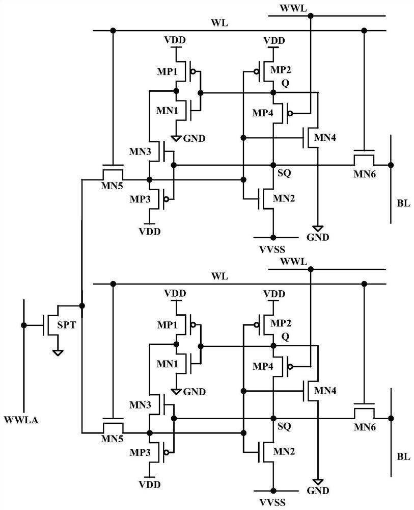 High stability sram storage unit circuit based on shared transfer tube