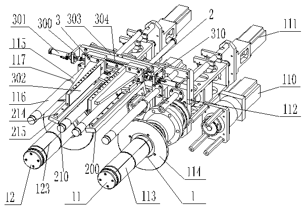 Automatic roll material changing device