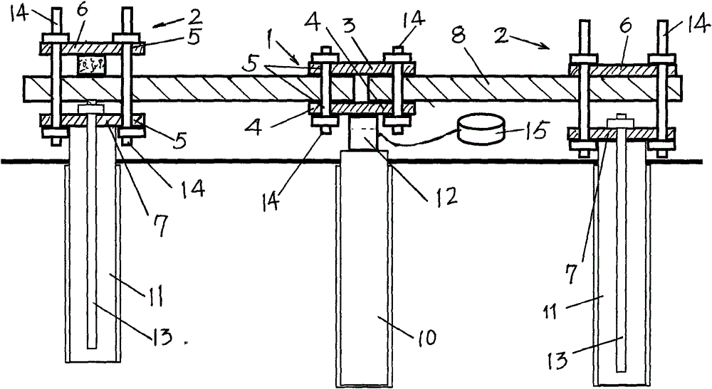 Pressure test device and pressure test method for measuring prestressed pipe piles with surrounding pipe piles