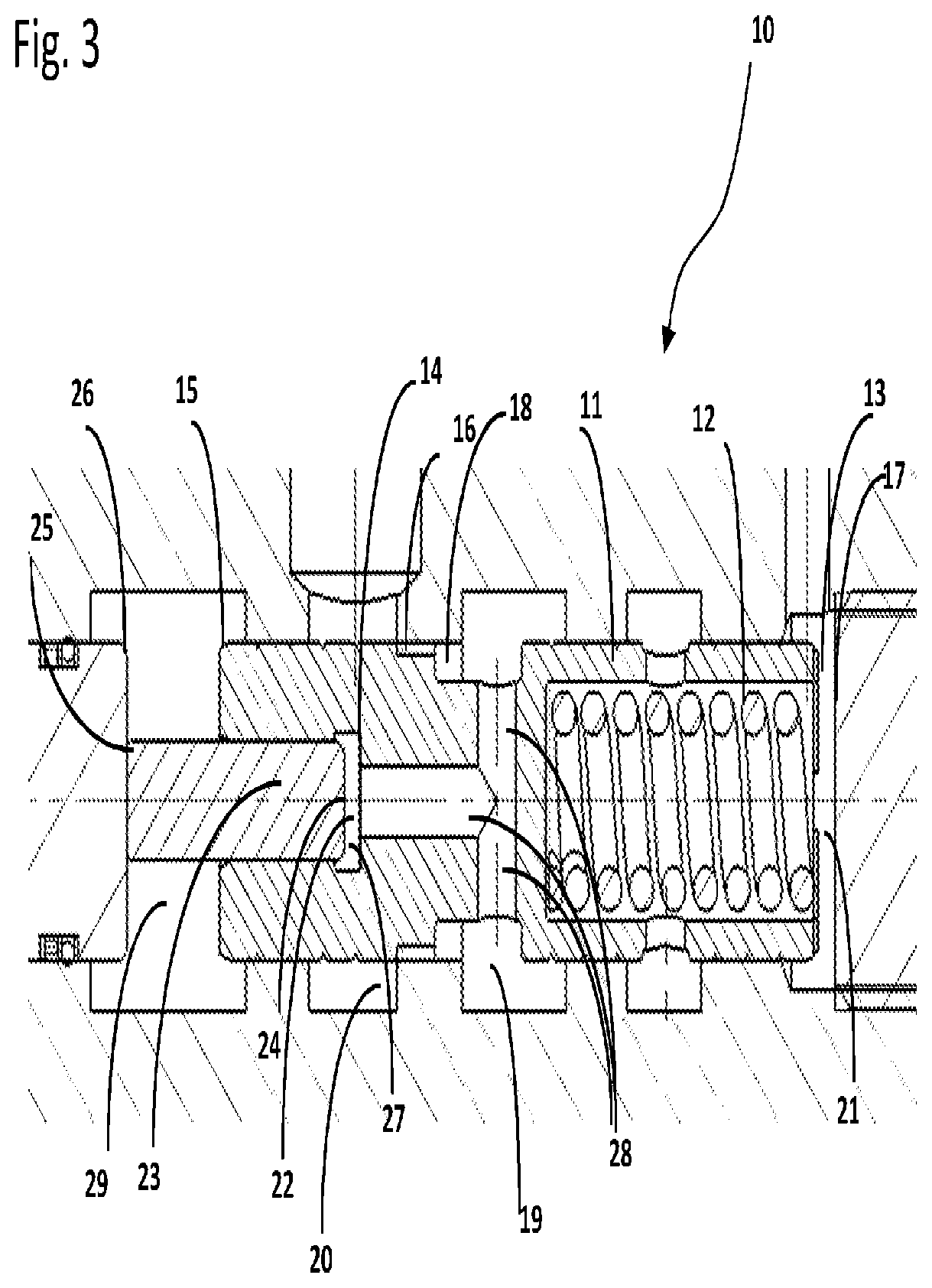 Hydraulic distributor with valve device with active discharge in load sensing circuits