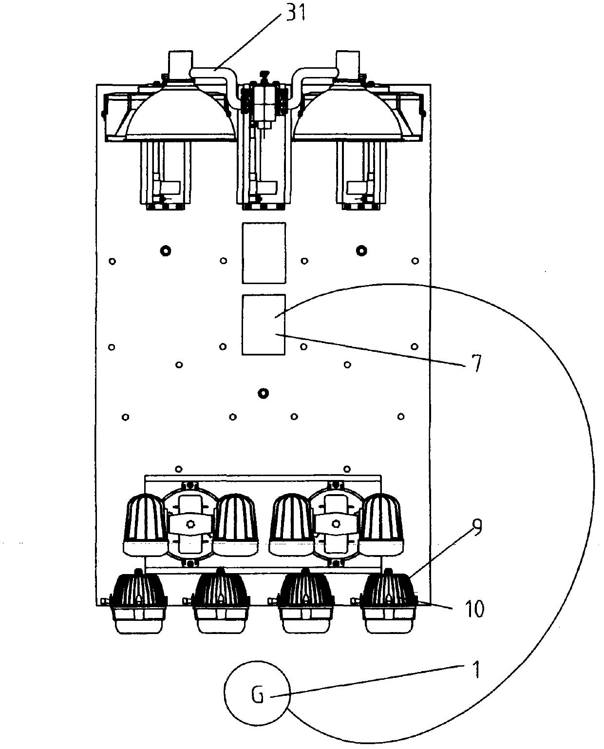 Power generating, searching and flood lighting system for special vehicle for emergency rescue