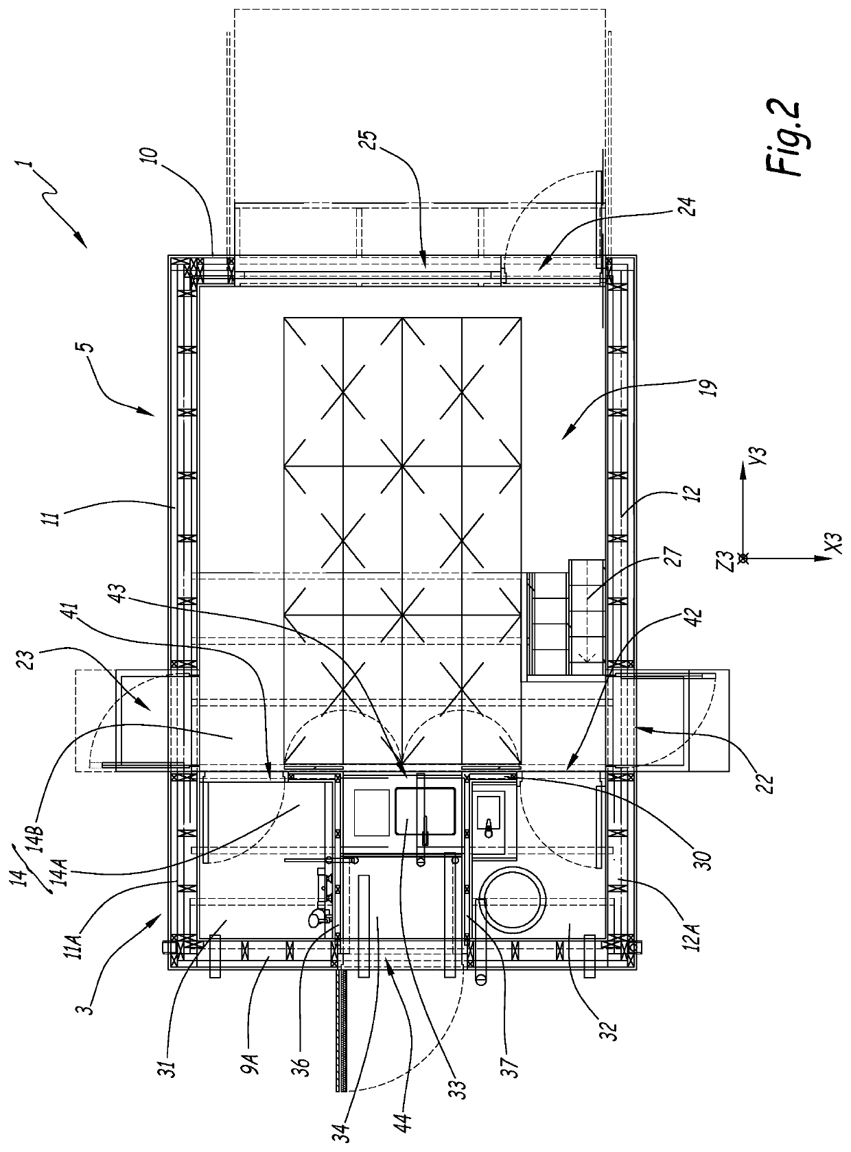 Prefabricated module for a building and construction method