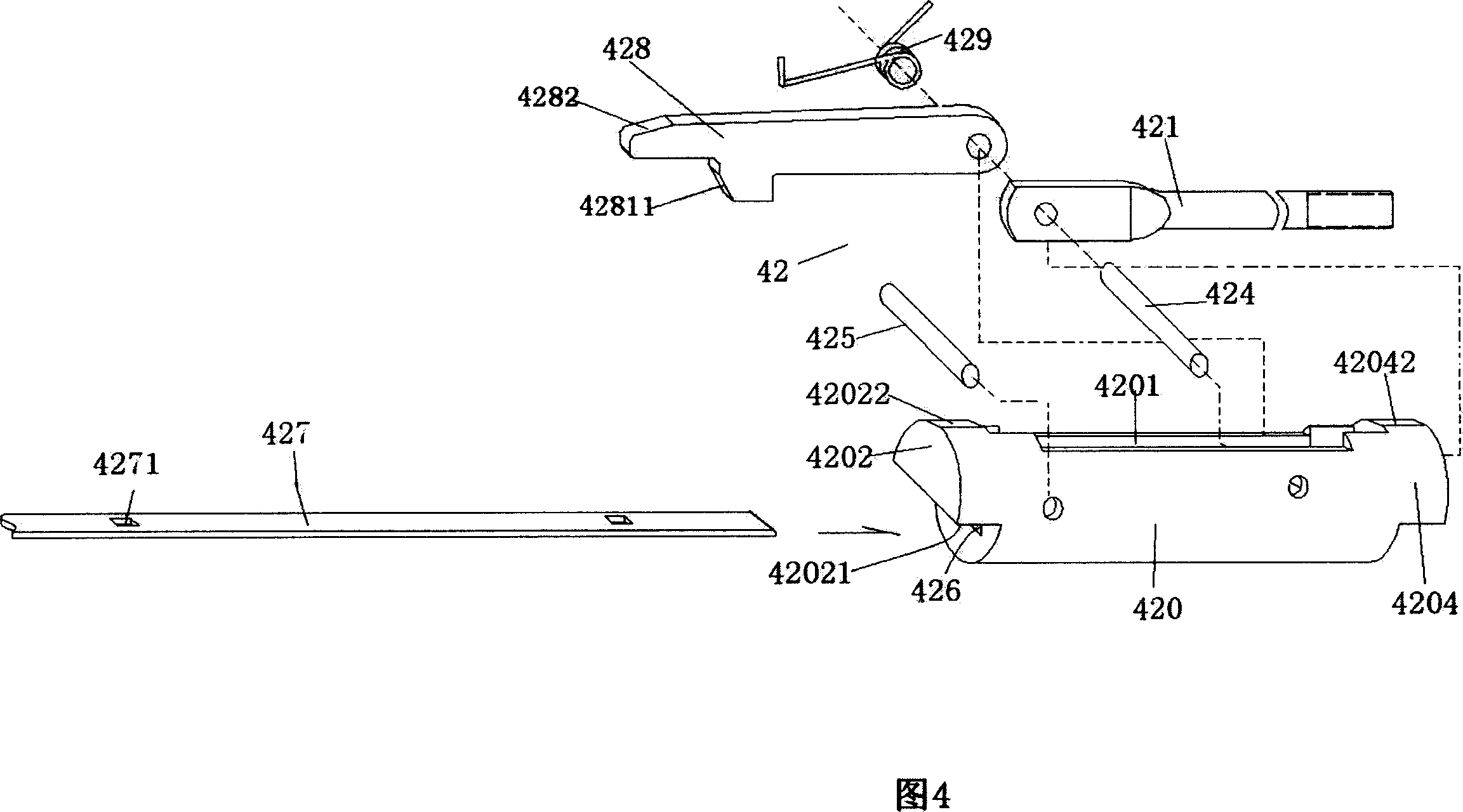Guiding and locking device of telescopic long-armed secateurs and secateurs thereof