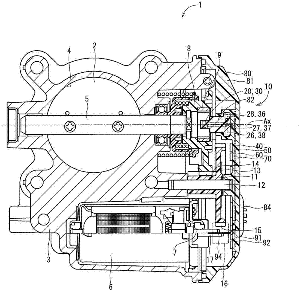 Rotation angle detecting device and rotary drive unit by use thereof