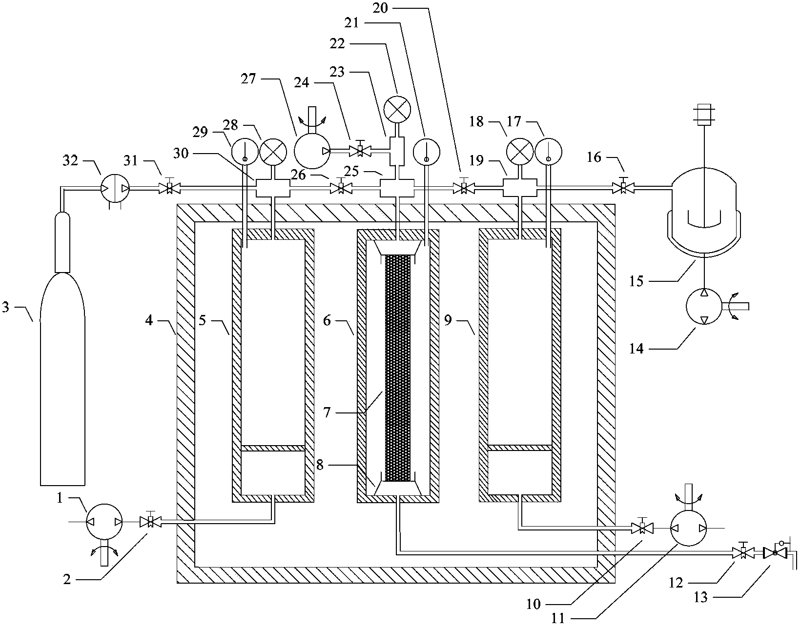 Apparatus for measuring diffusion coefficient of carbon dioxide in rock