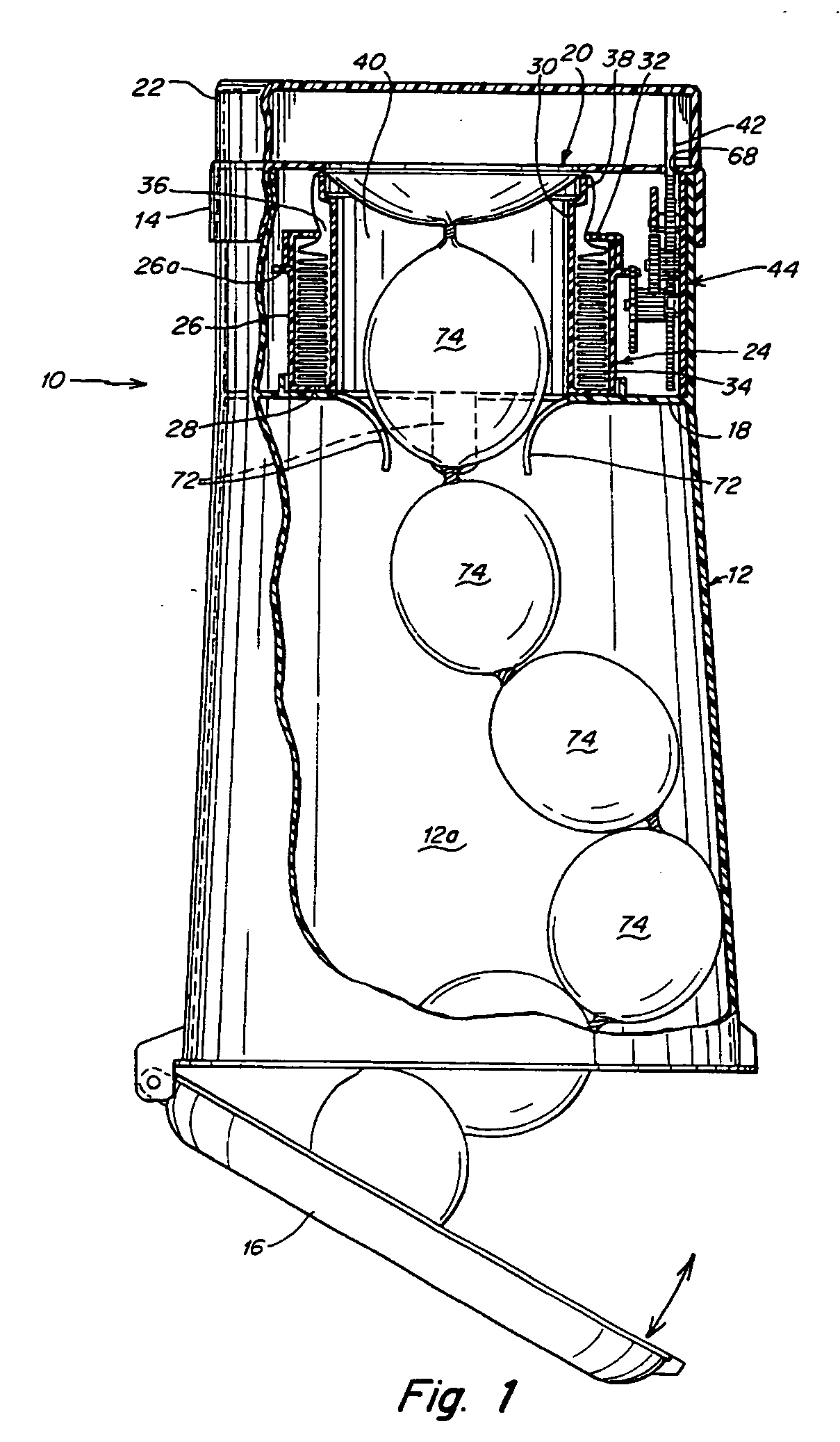 Waste disposal device including a geared rotating cartridge