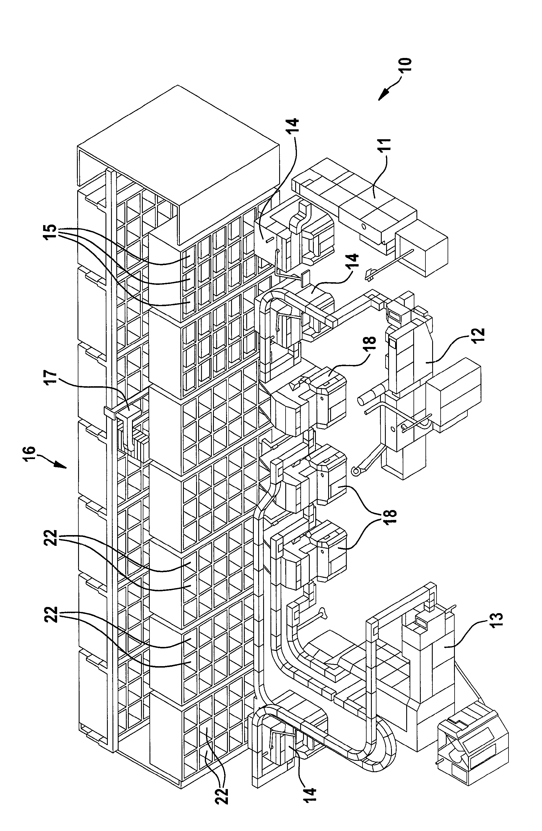 Device and method for producing and storing rod-shaped semi-finished products for the tobacco processing industry