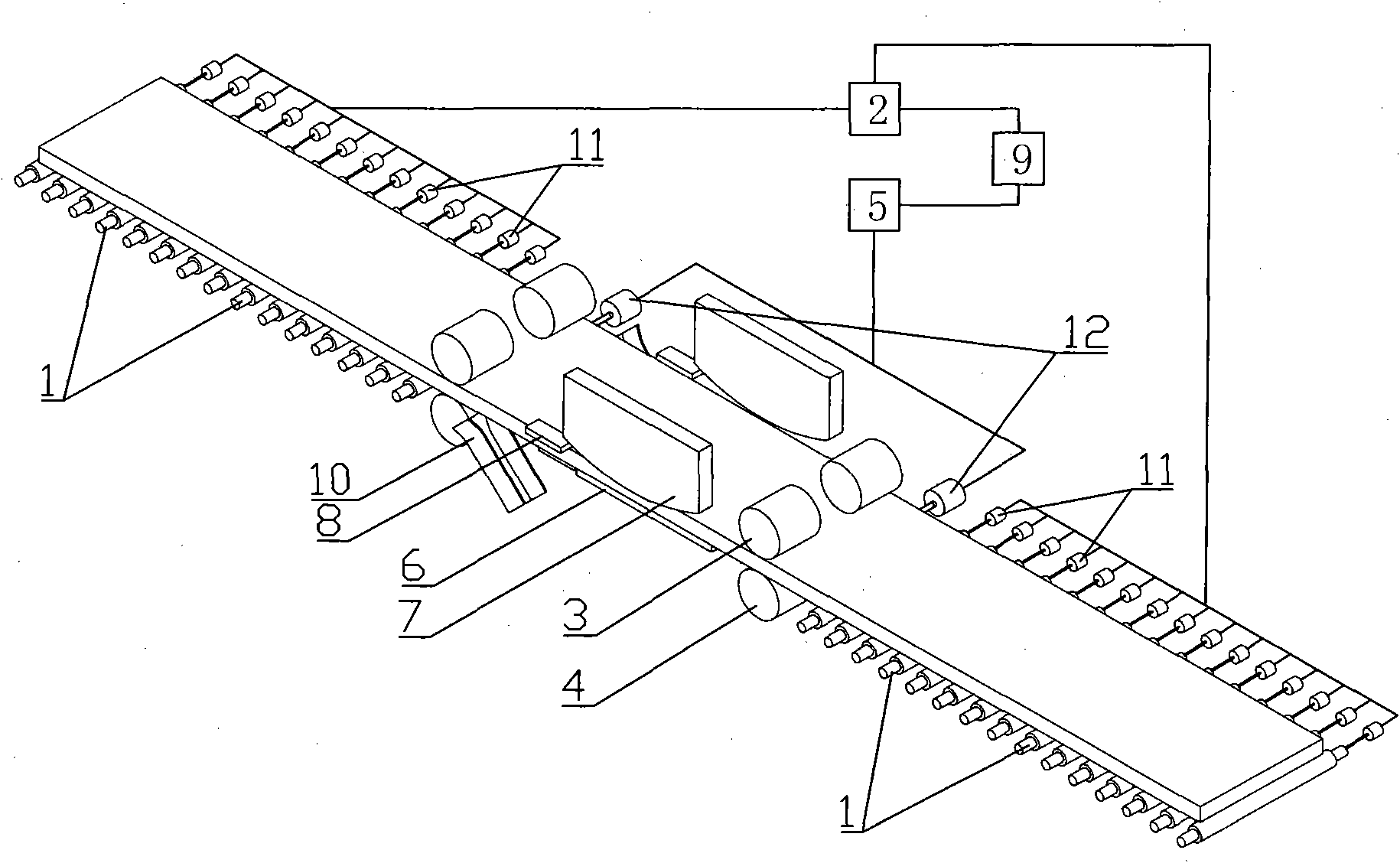 Double-sided shear for thick steel plate production and method thereof for automatic plate-shearing for roller way conveying