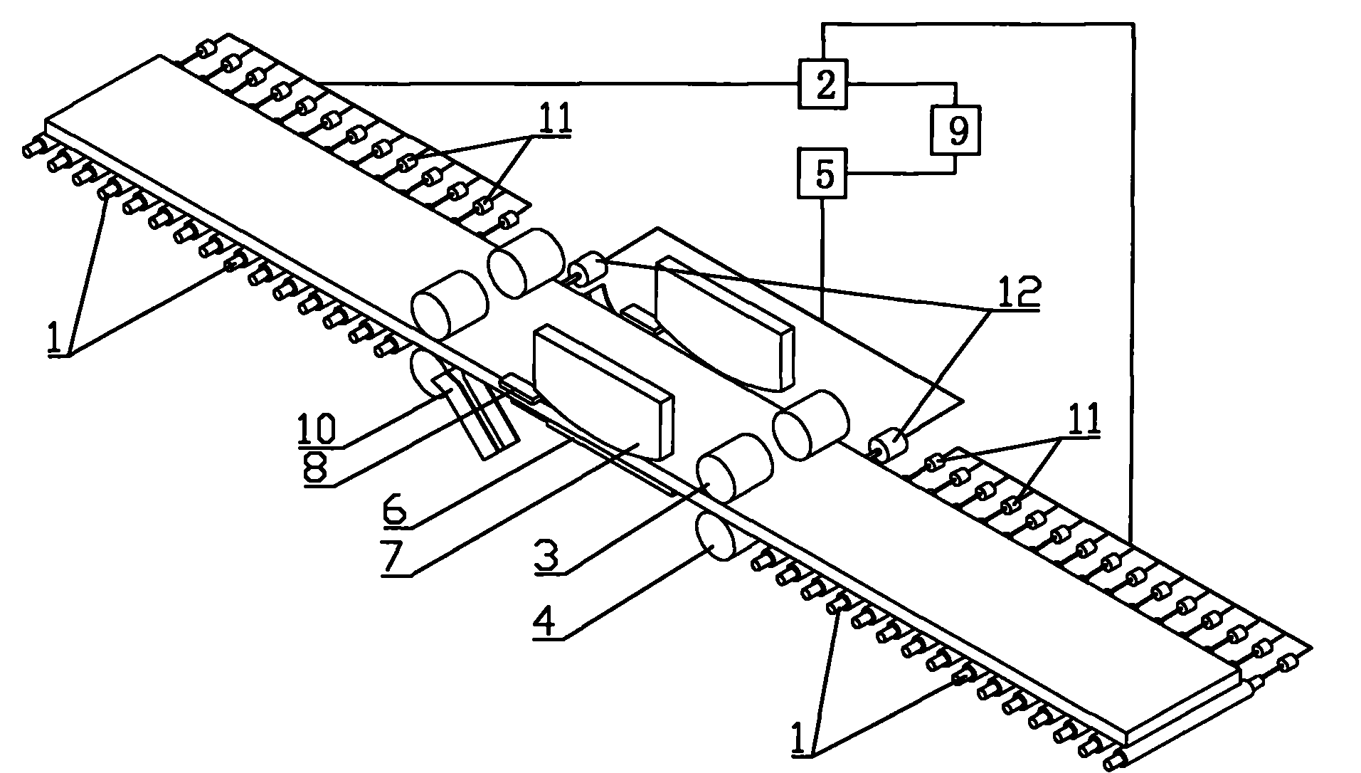 Double-sided shear for thick steel plate production and method thereof for automatic plate-shearing for roller way conveying