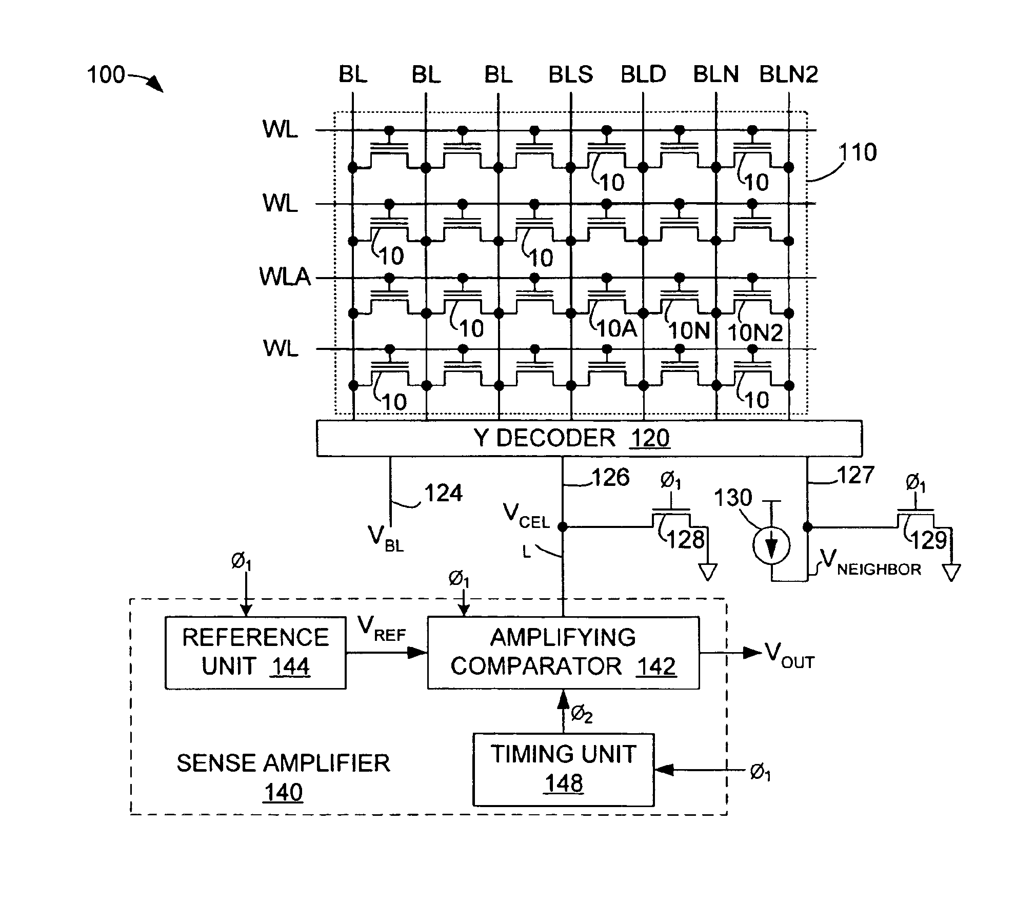 Neighbor effect cancellation in memory array architecture