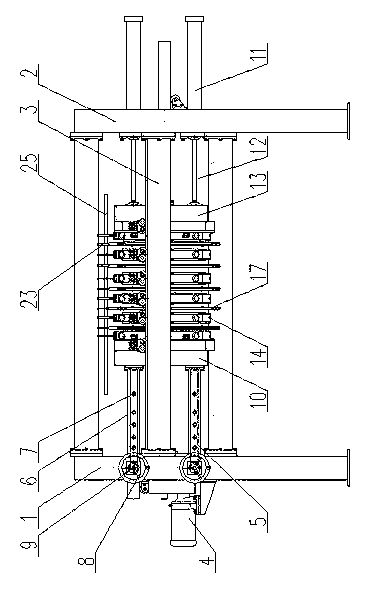 Device and method for vertically pouring organic glass