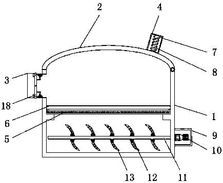 Sewage treatment device with stirring roller being replaced conveniently