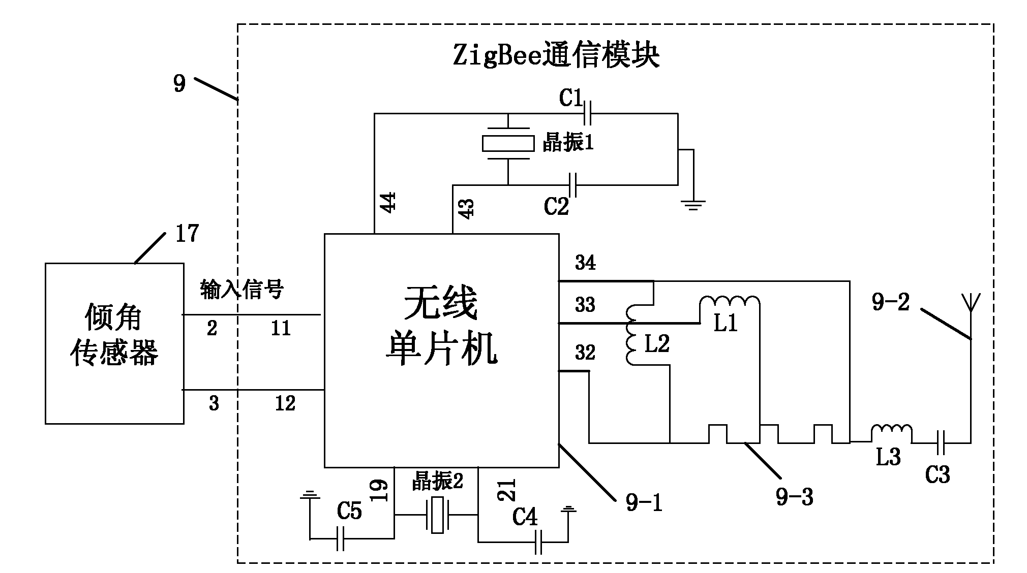 ZigBee-based system and method for monitoring wind drift of power transmission line on line