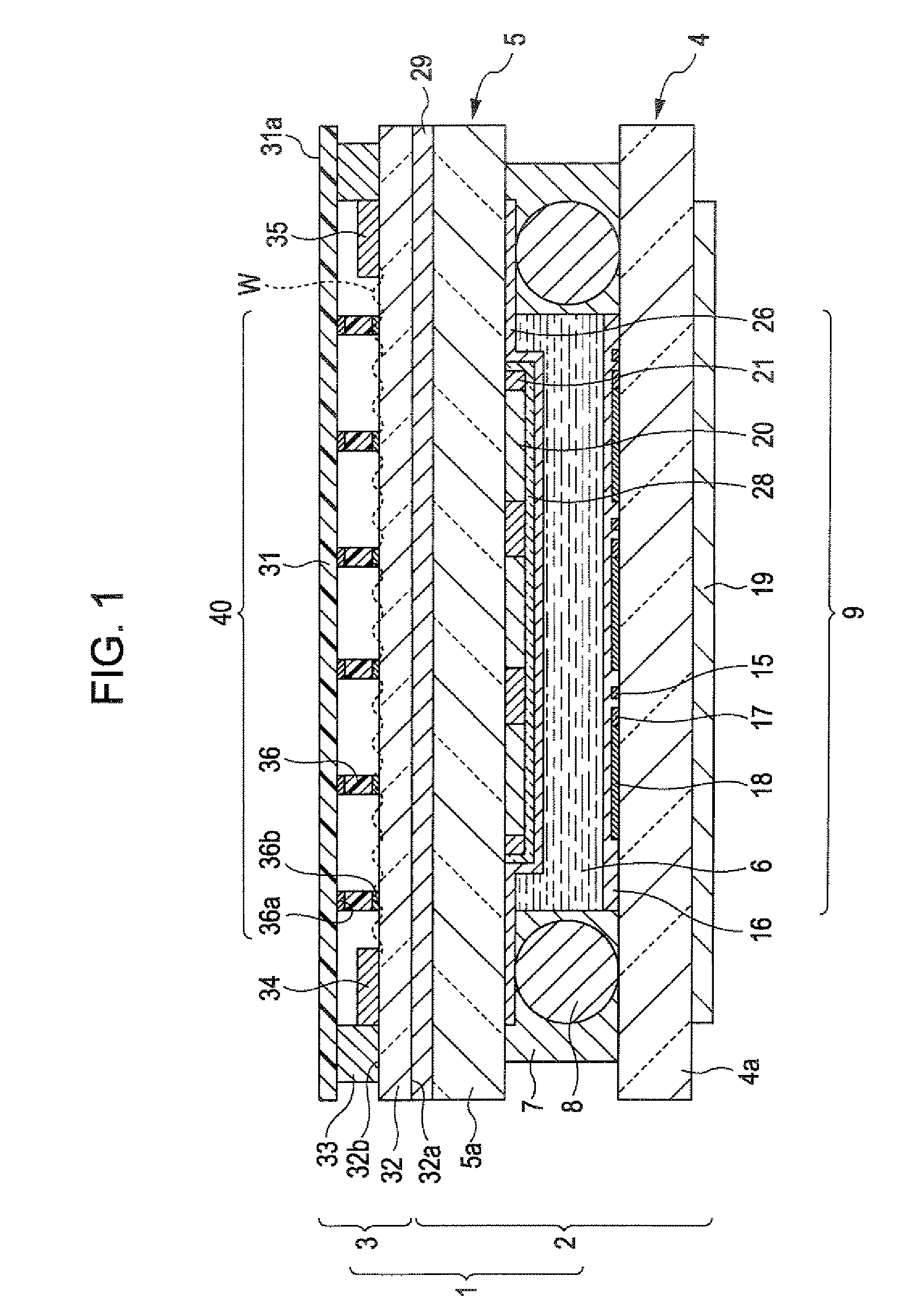 Surface acoustic wave touch panel, electrooptical device, and electronic apparatus having spacers between first and second touch panel substrates