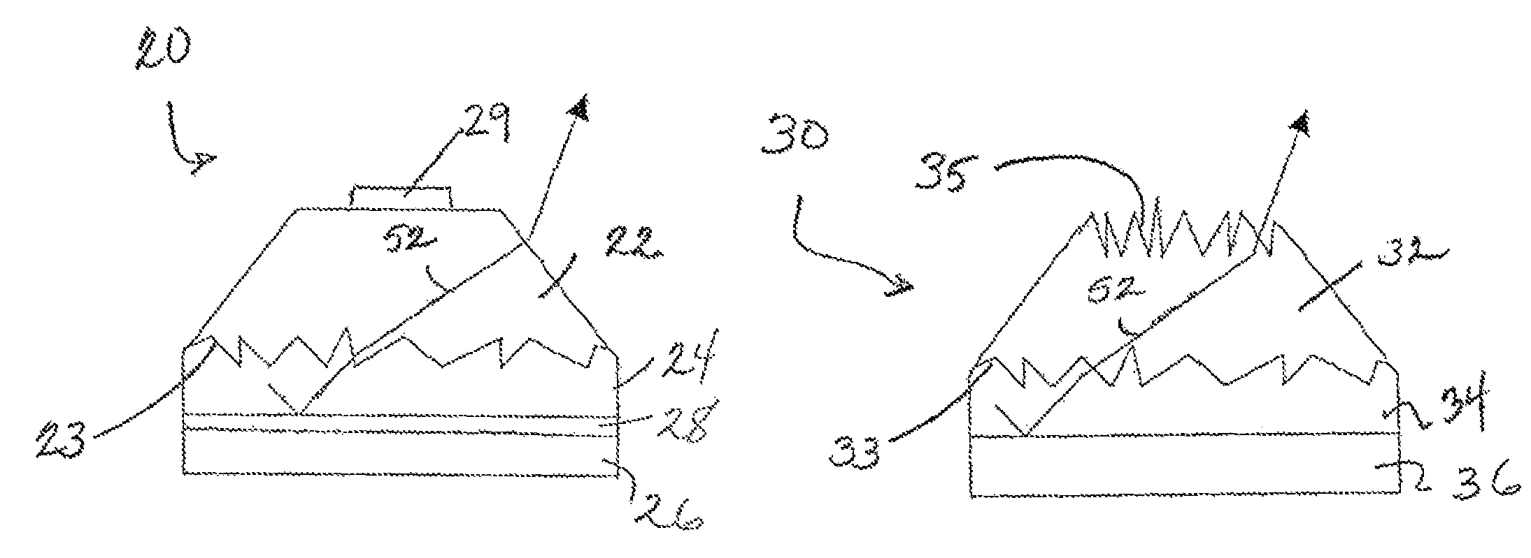 Semiconductor devices having low threading dislocations and improved light extraction and methods of making the same