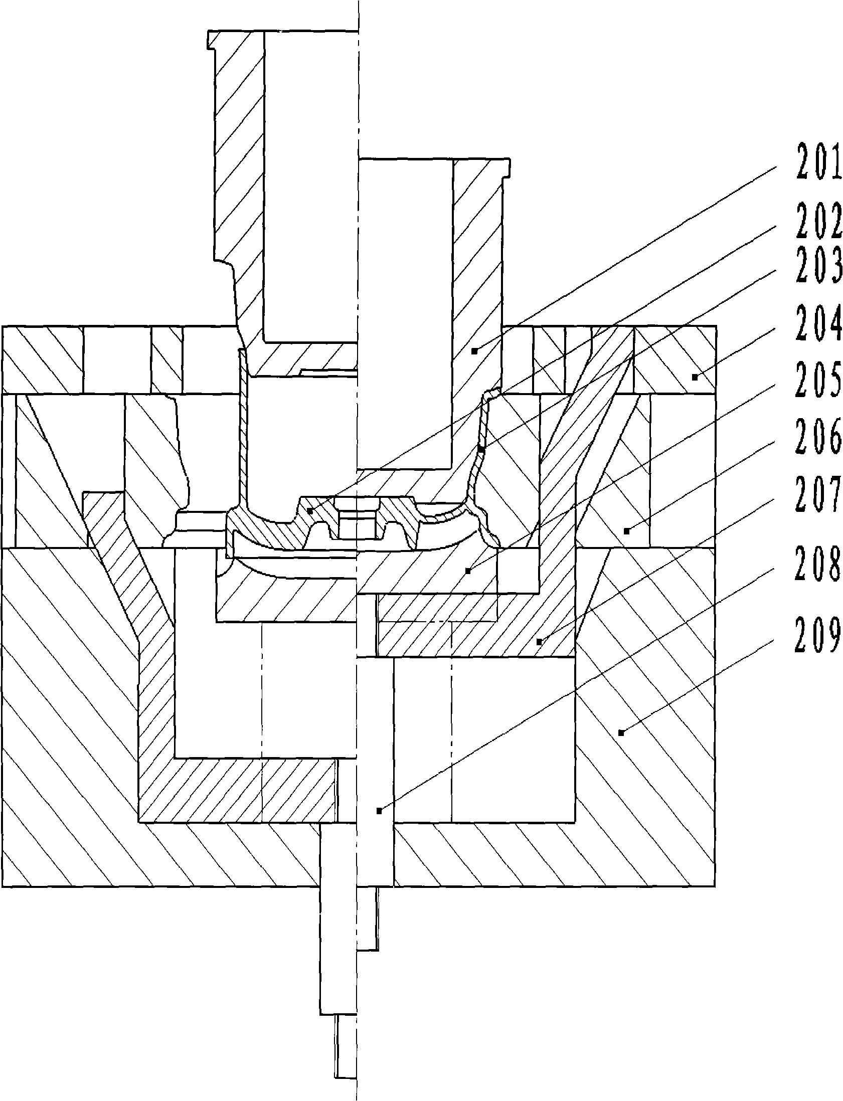 Two-step plasticity forming method of vehicle wheel hub and mated forming die