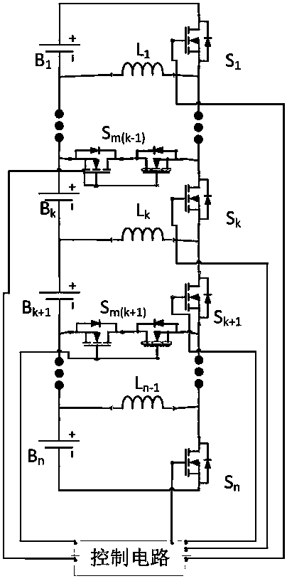 Lossless equalization improvement circuit for energy storage battery pack based on inductors and equalization method thereof