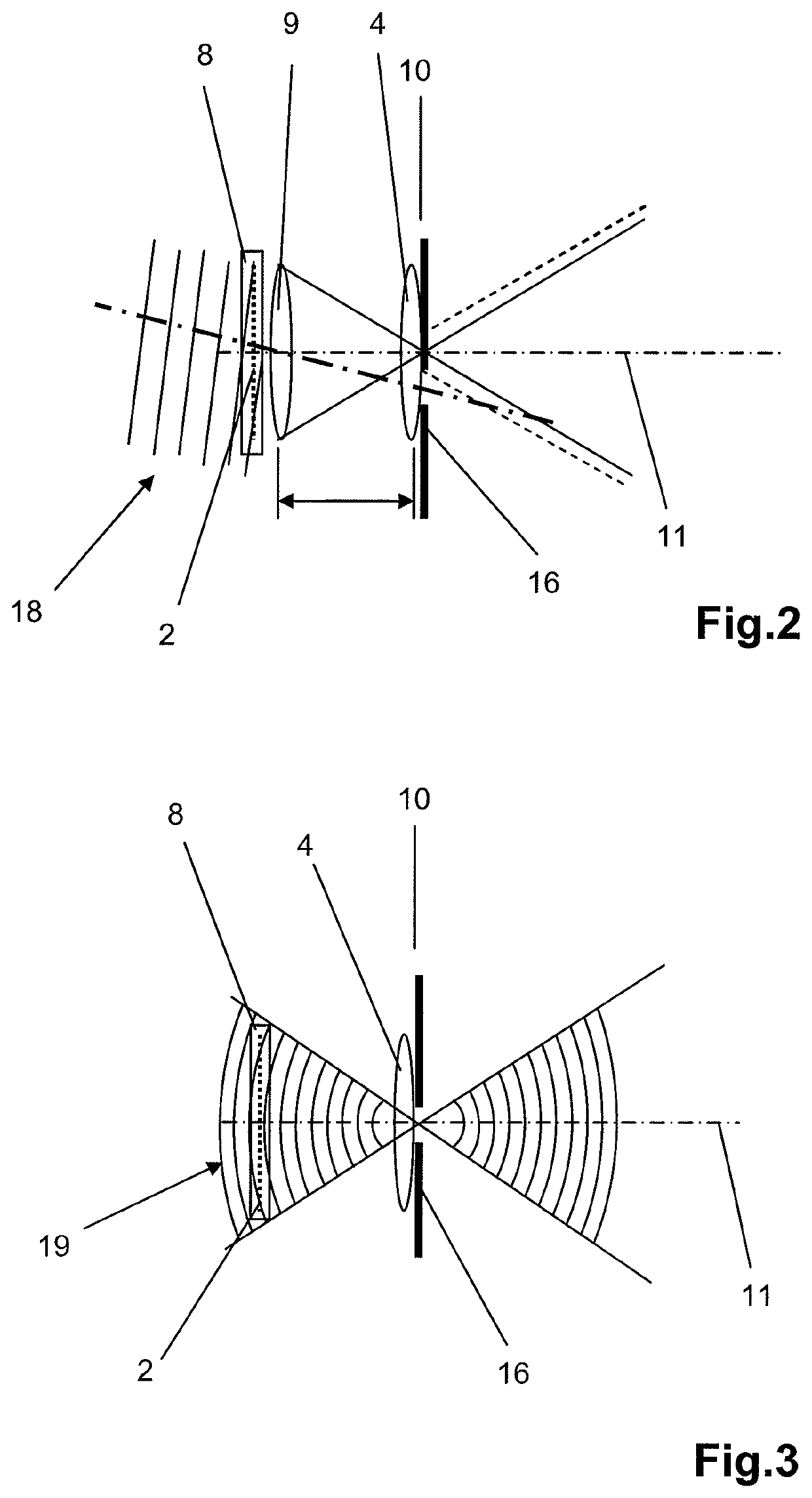 Projection device and method for the holographic reconstruction of scenes