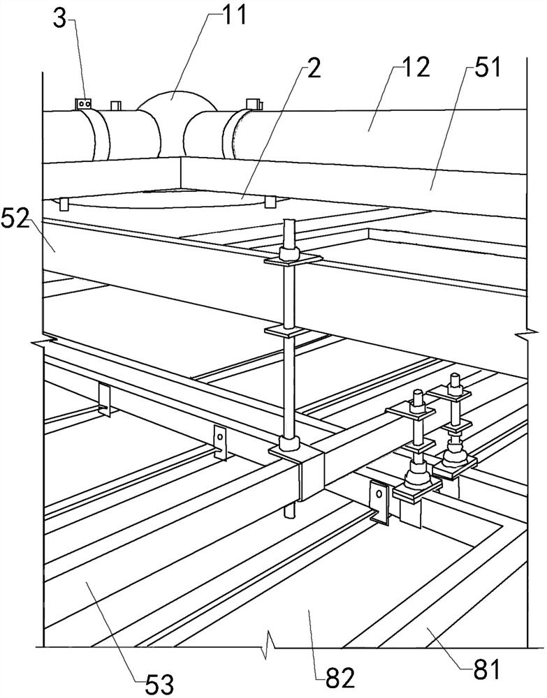 Multi-curvature ceiling structure in tall and large space and its construction method