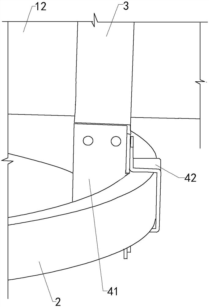 Multi-curvature ceiling structure in tall and large space and its construction method