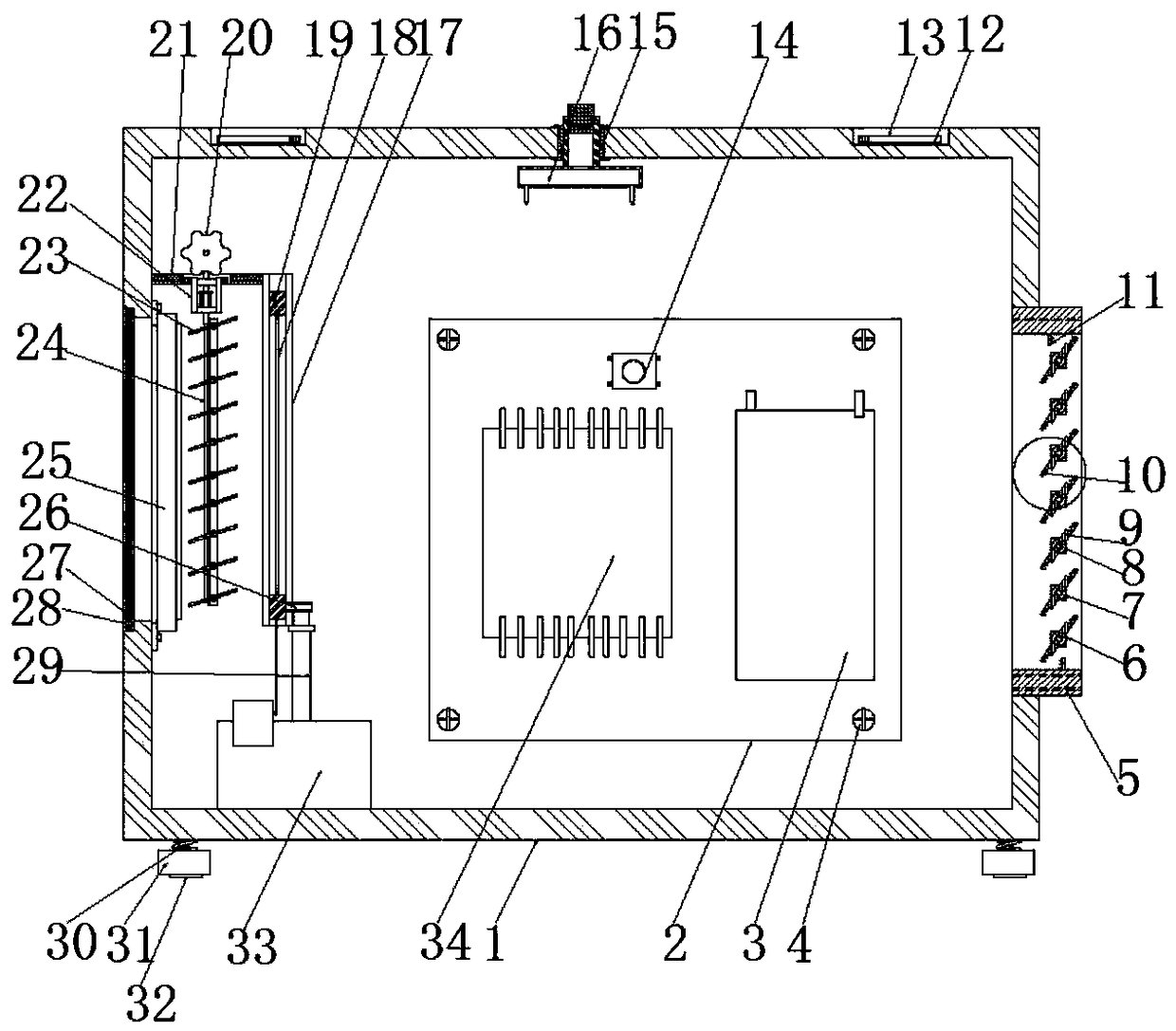 A cloud computing device protection device with a dustproof function