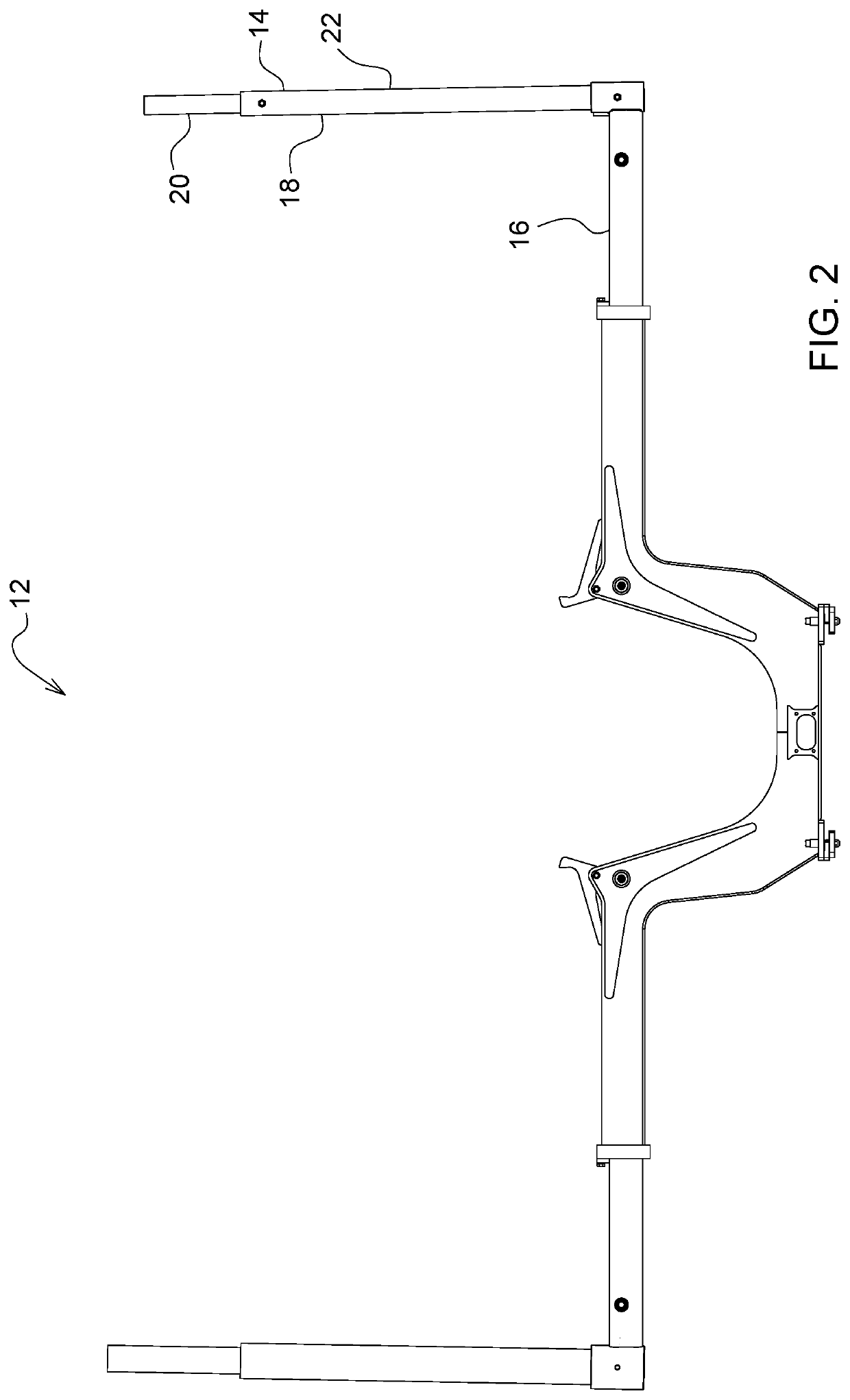 Support arm for a load bunk of a vehicle