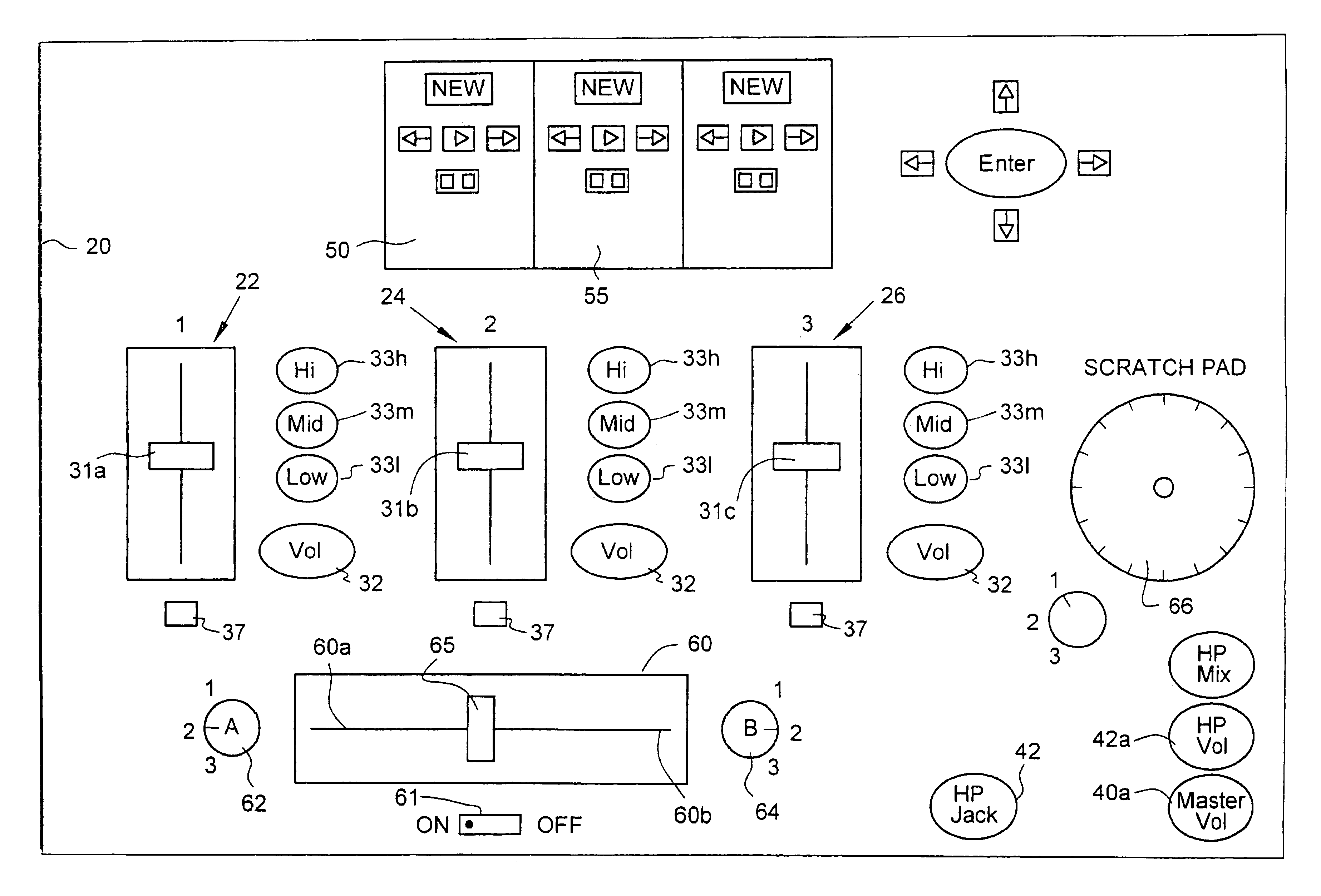 Device using analog controls to mix compressed digital audio data