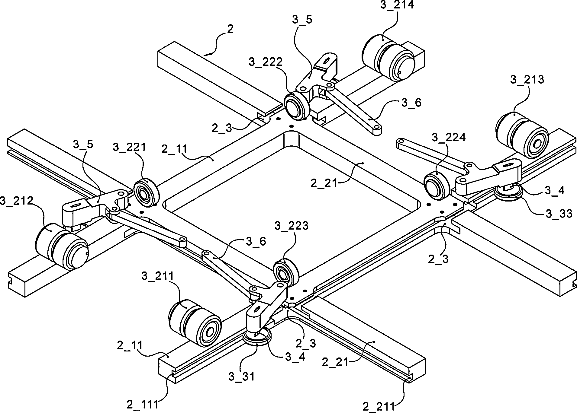 Comb-shaped parking frame for parking garage and applicable carrying trolley