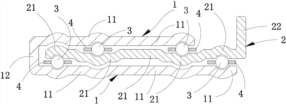 Four-row ball slide rail and knife type lifting bracket