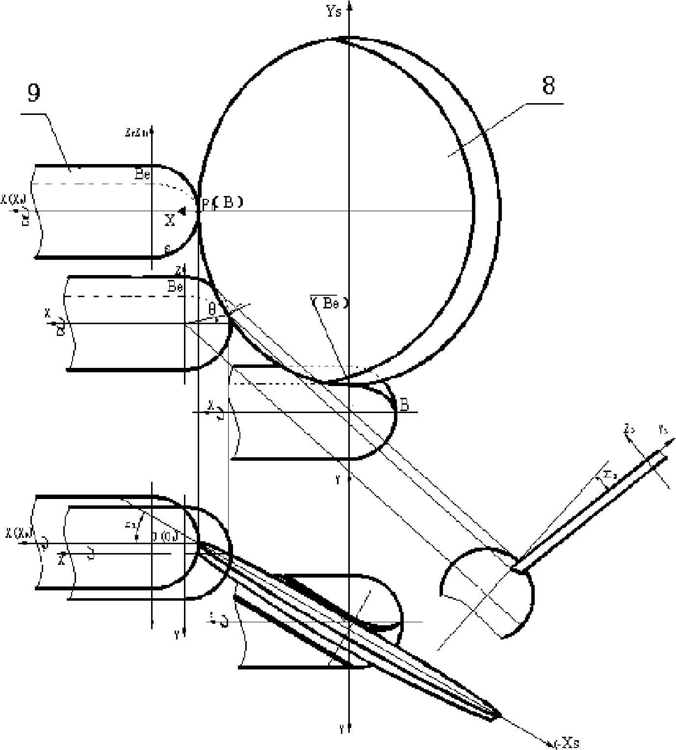 Abrasive machininging method for ball end mill and four-shaft linkage equipment for abrasive machininging
