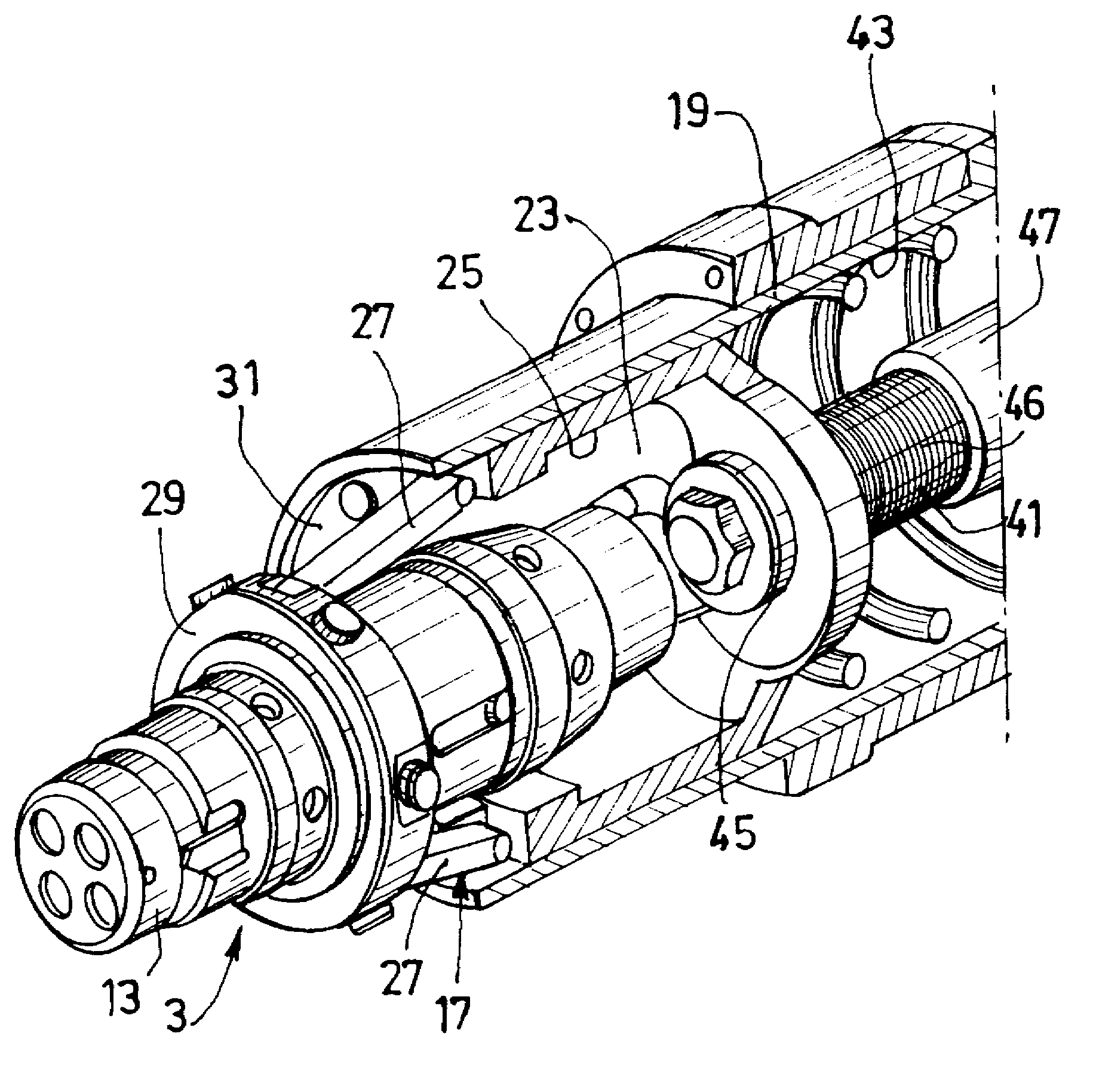 Electrical or optical or hydraulic connector that self-aligns the plug with respect to the base, particularly for offshore connections